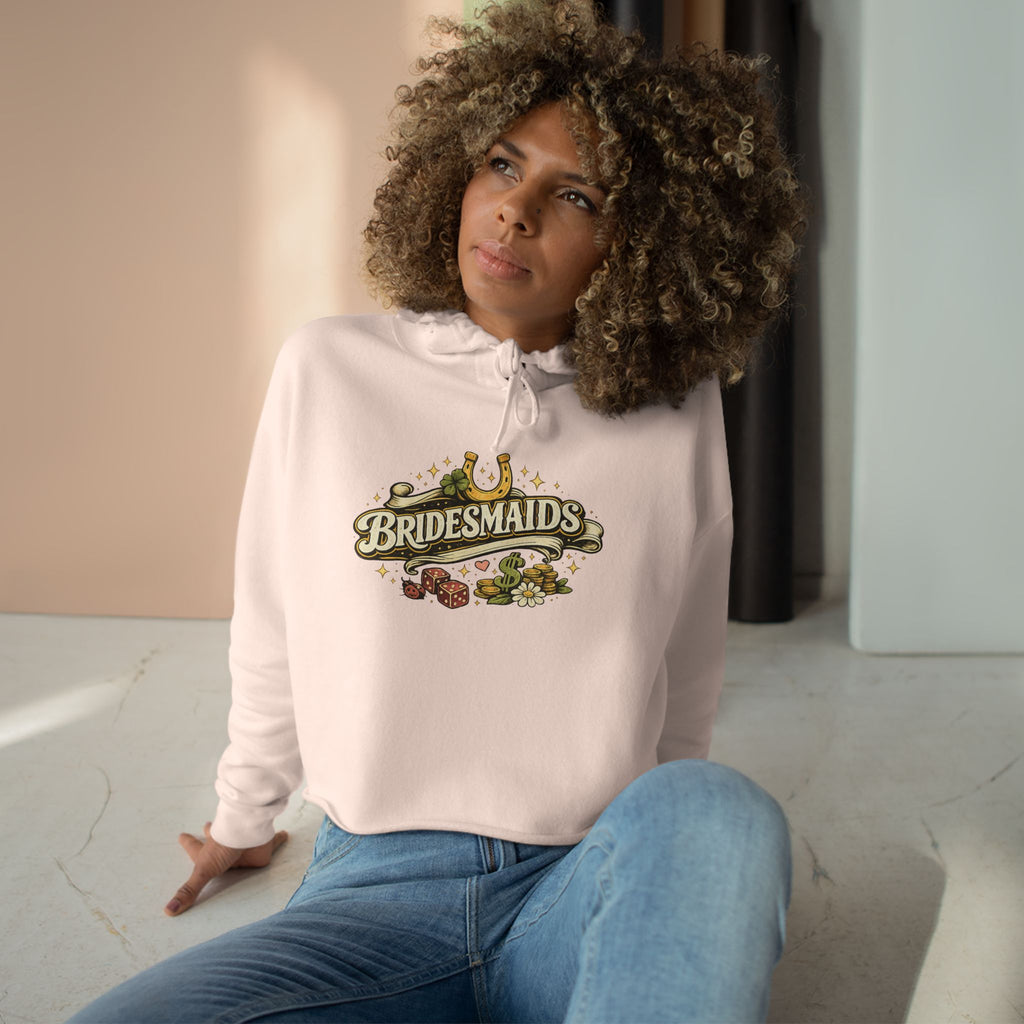 Bridesmaids Cropped Hoodie — Vintage Floral Bachelorette Sweatshirt