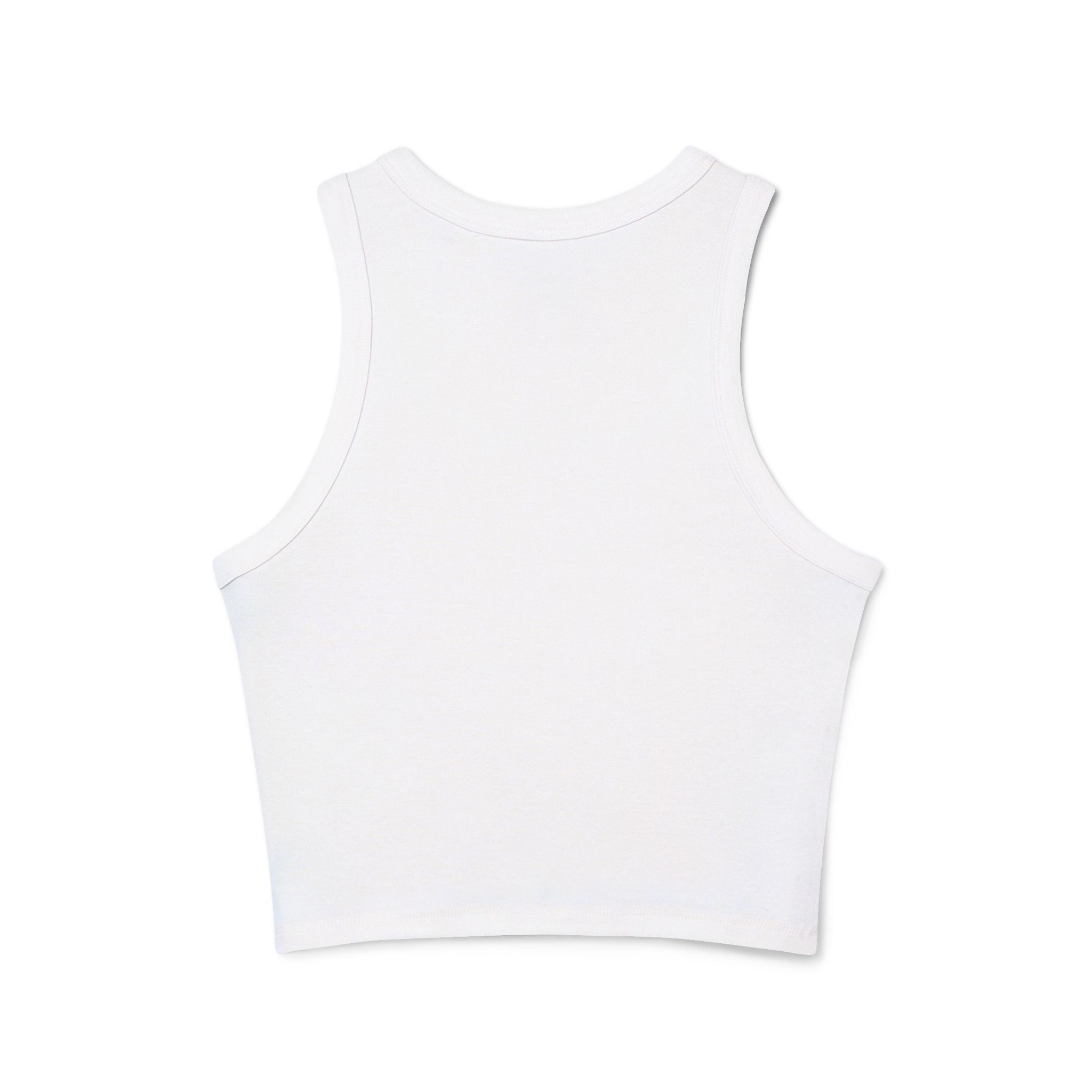 Santorini Floral Racer Tank Top — "Meet Me in Santorini" Crop