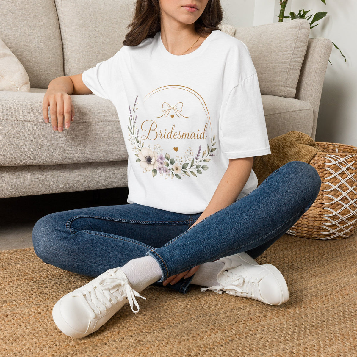 Bridesmaid Floral Gold T-Shirt