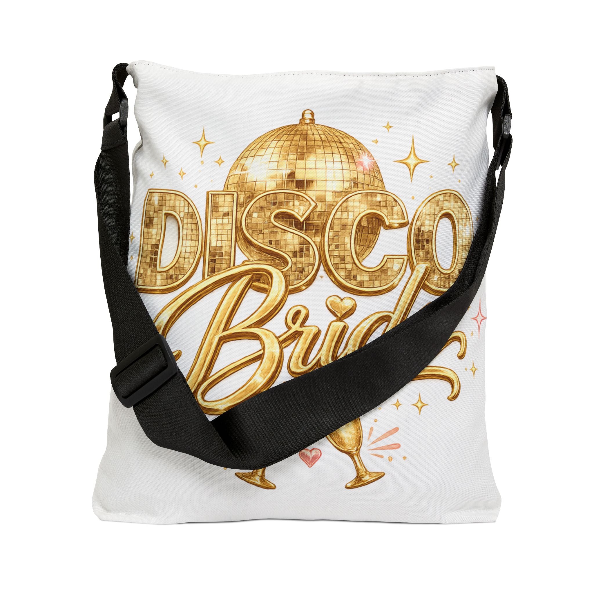 Disco Bride Tote Bag – Gold Disco Ball Bachelorette Party Adjustable Tote