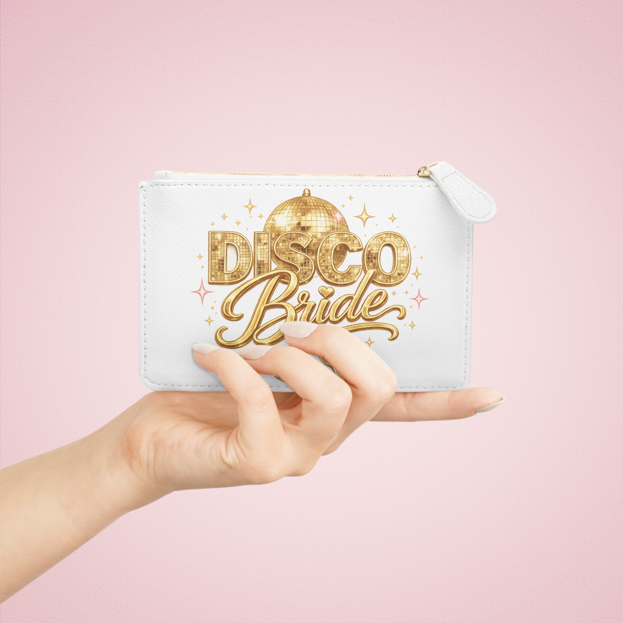 Mini Clutch Bag — Disco Bride Gold Glitter Bachelorette Clutch
