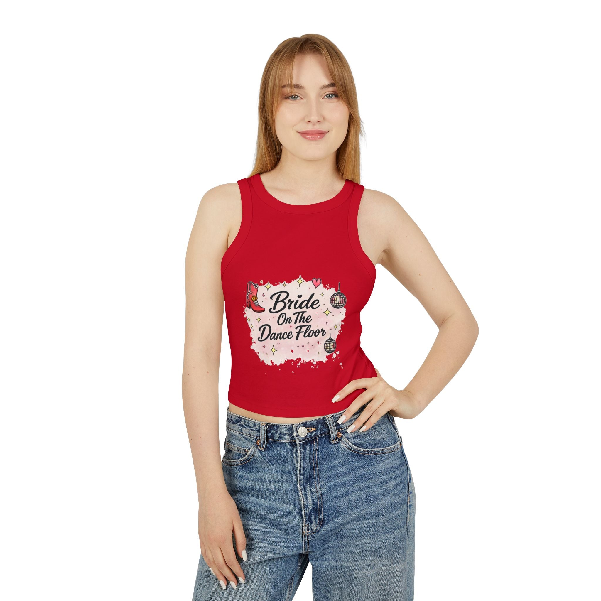 Bride On The Dance Floor Racer Tank — Bachelorette Party Tank Top