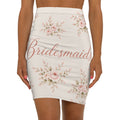 Bridesmaids Floral Pencil Skirt — Blush Rose Wedding Party AOP