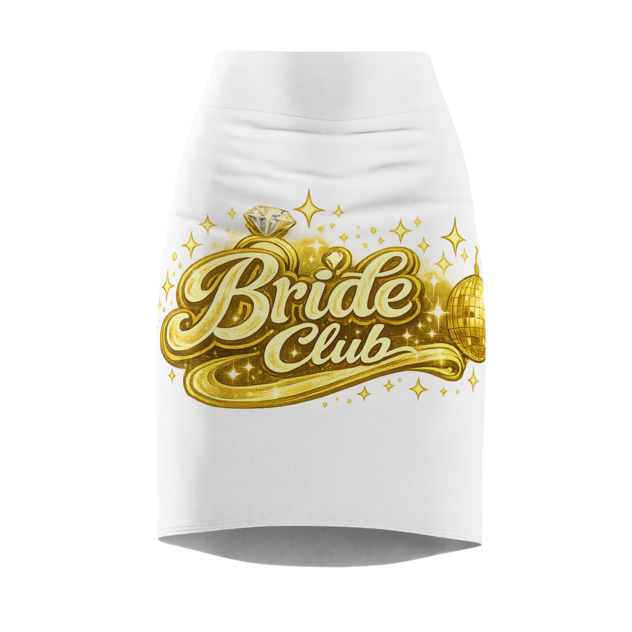 Bride Club Pencil Skirt — Gold Bridal Bachelorette Party Skirt