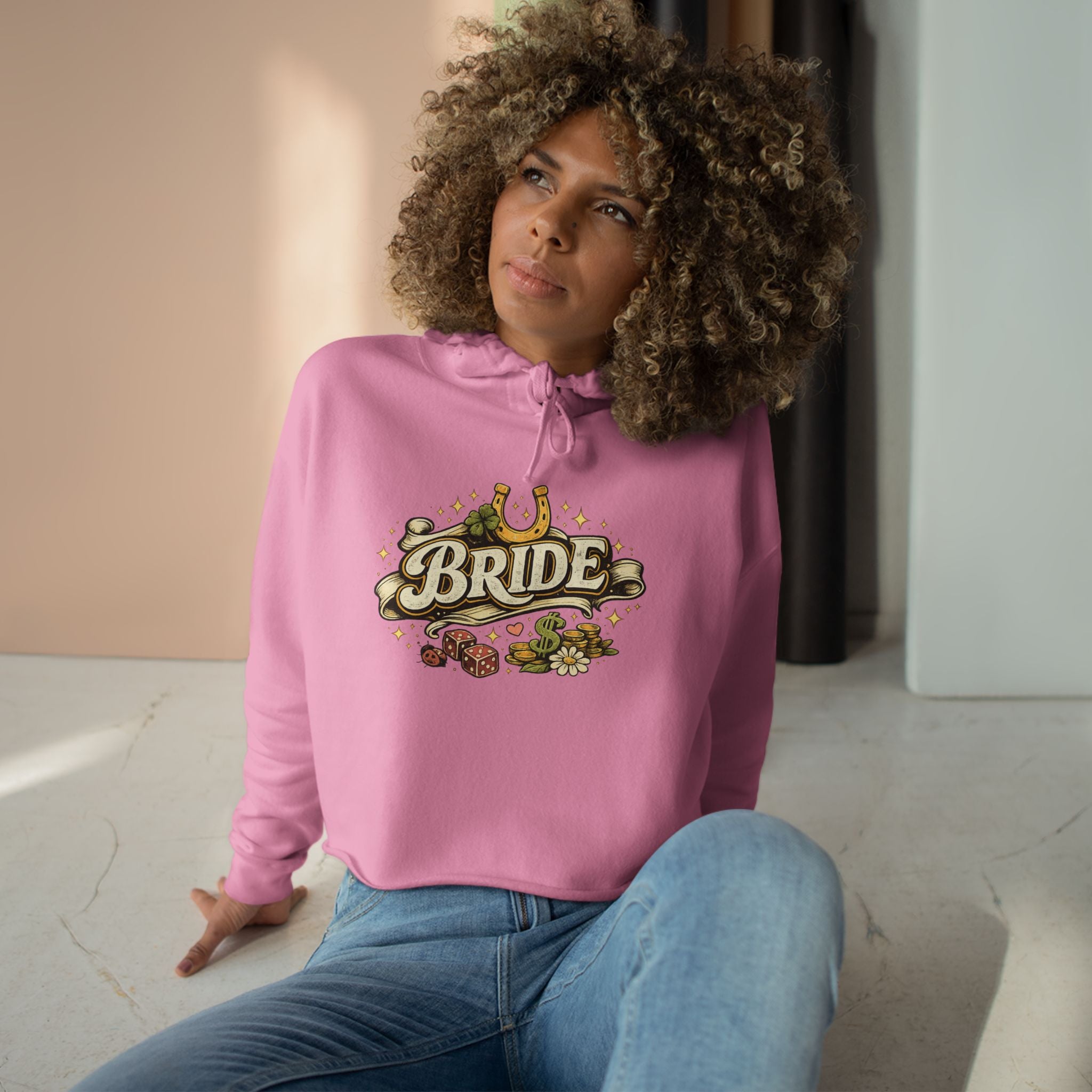 Bride Crop Hoodie — Western Horseshoe Bachelorette Sweatshirt