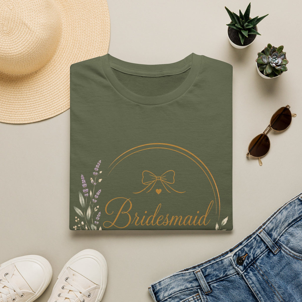 Bridesmaid Floral Gold T-Shirt