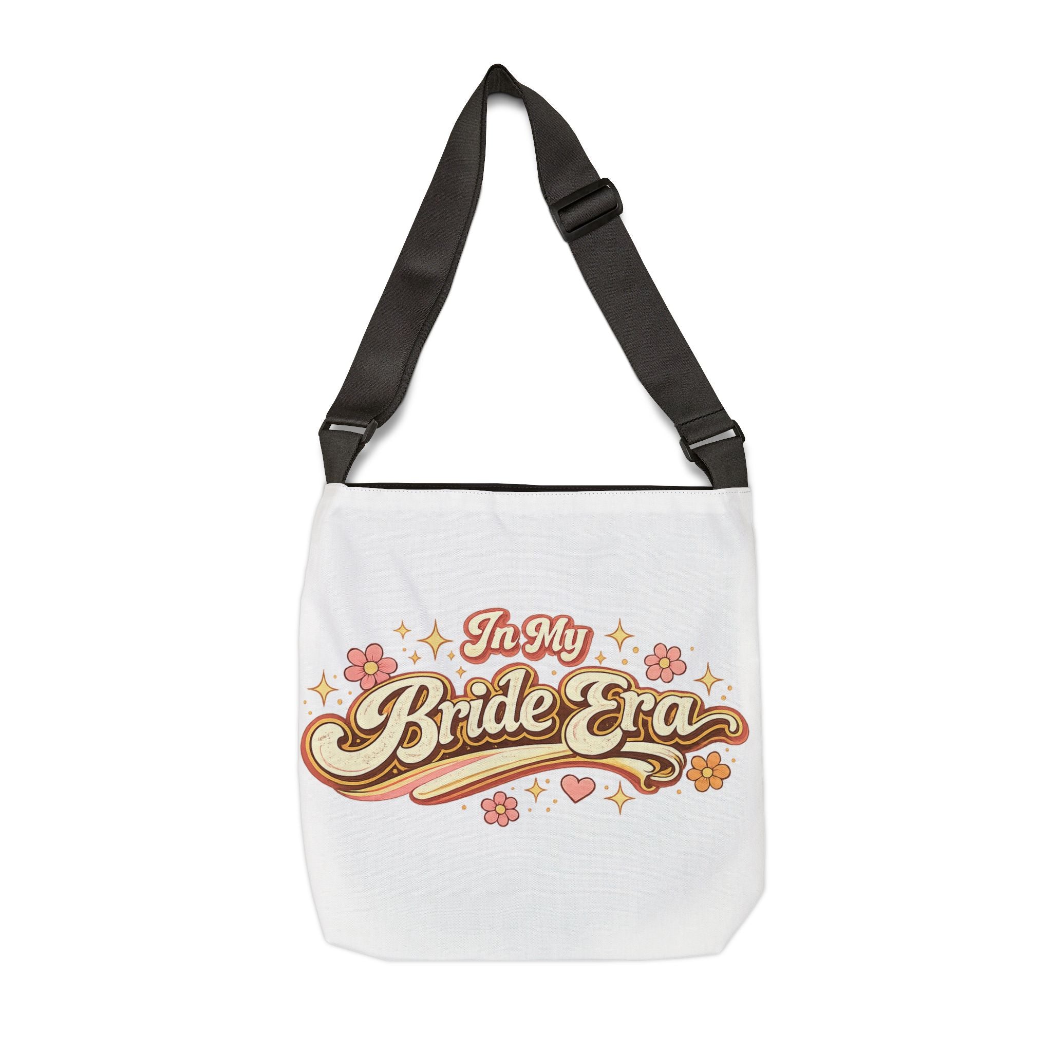 Tote Bag - "In My Bride Era" Retro Floral Bridal Tote (Adjustable Strap)