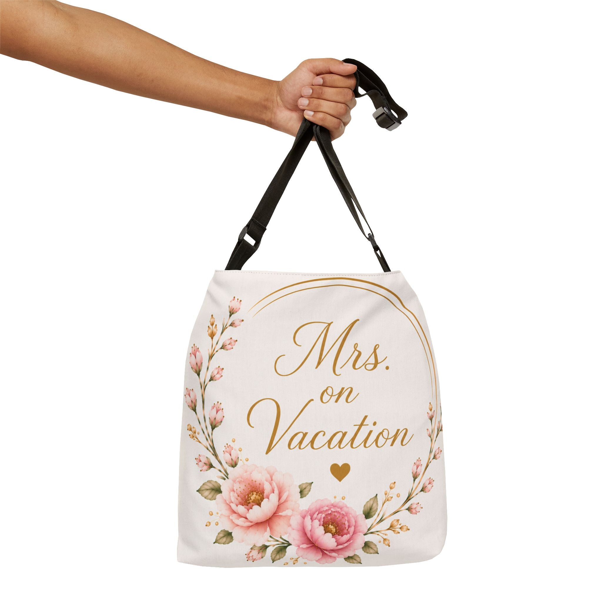 Mrs. on Vacation Floral Adjustable Tote Bag