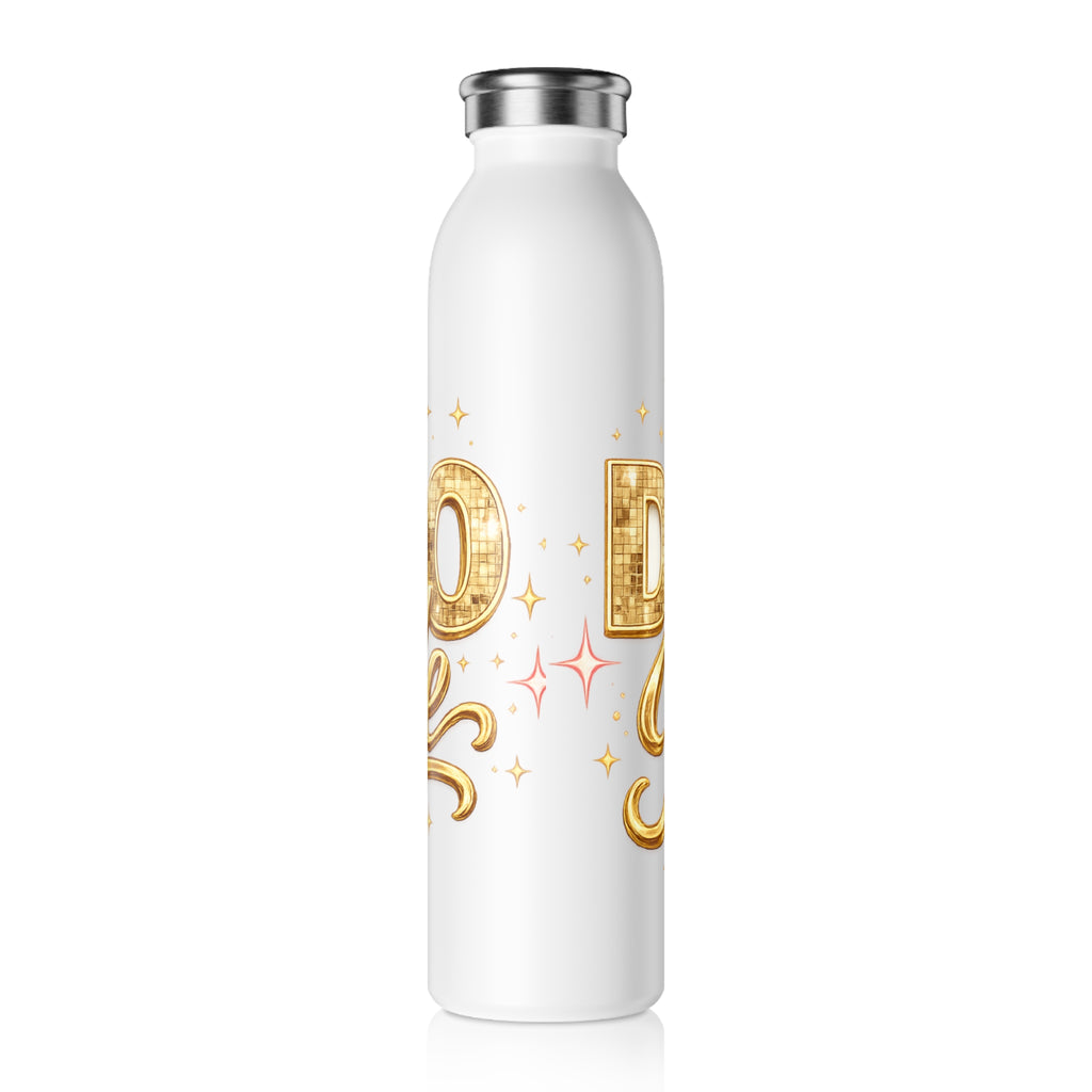 Slim Water Bottle — Disco Bride Gold Bachelorette Party Bottle