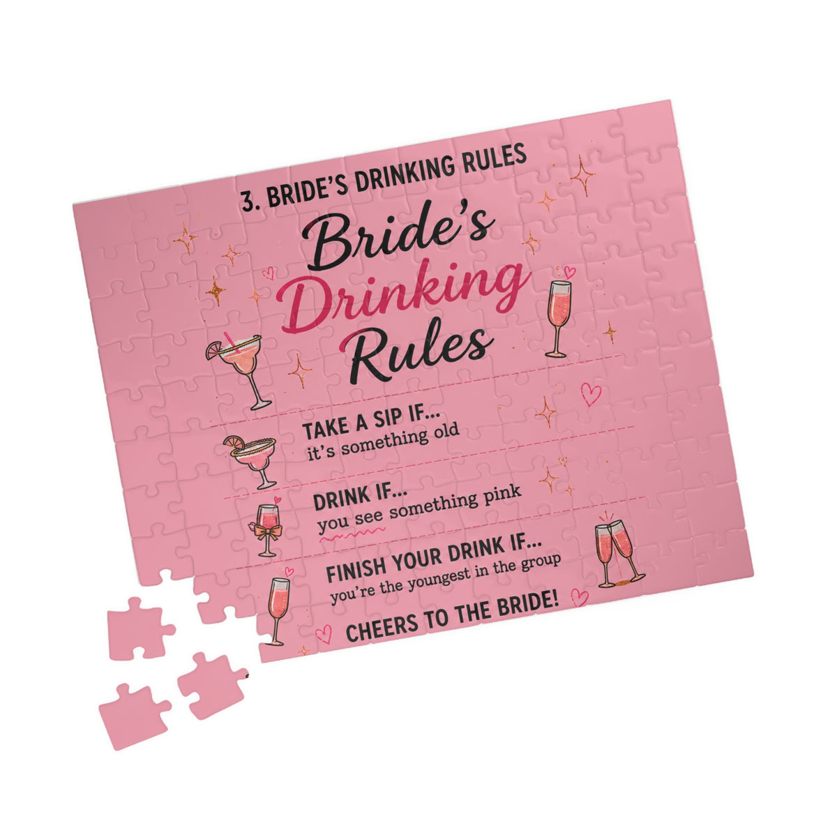 Bride's Drinking Rules Puzzle — Bachelorette Party Game (110/252/520/1014 pcs)