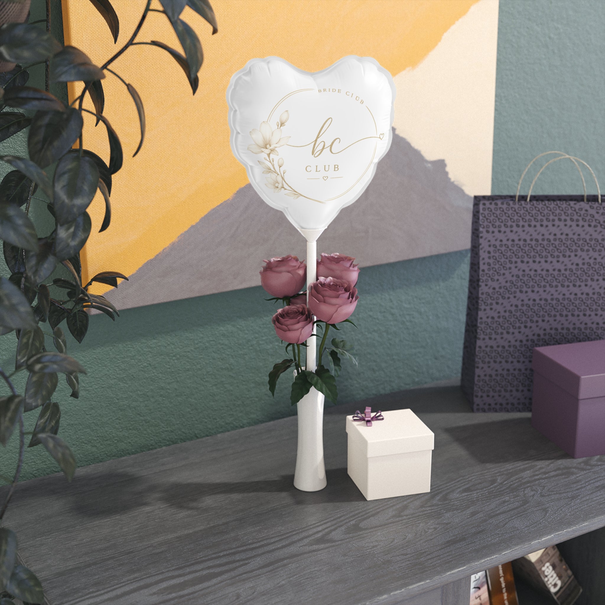 Bride Club Heart Balloon – 6" Gold Script Bridal Party Favor