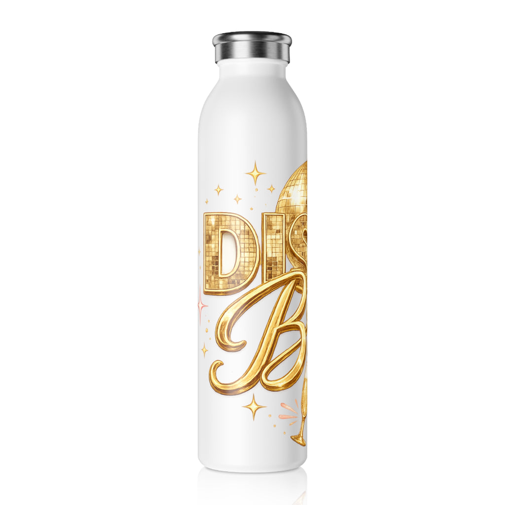 Slim Water Bottle — Disco Bride Gold Bachelorette Party Bottle