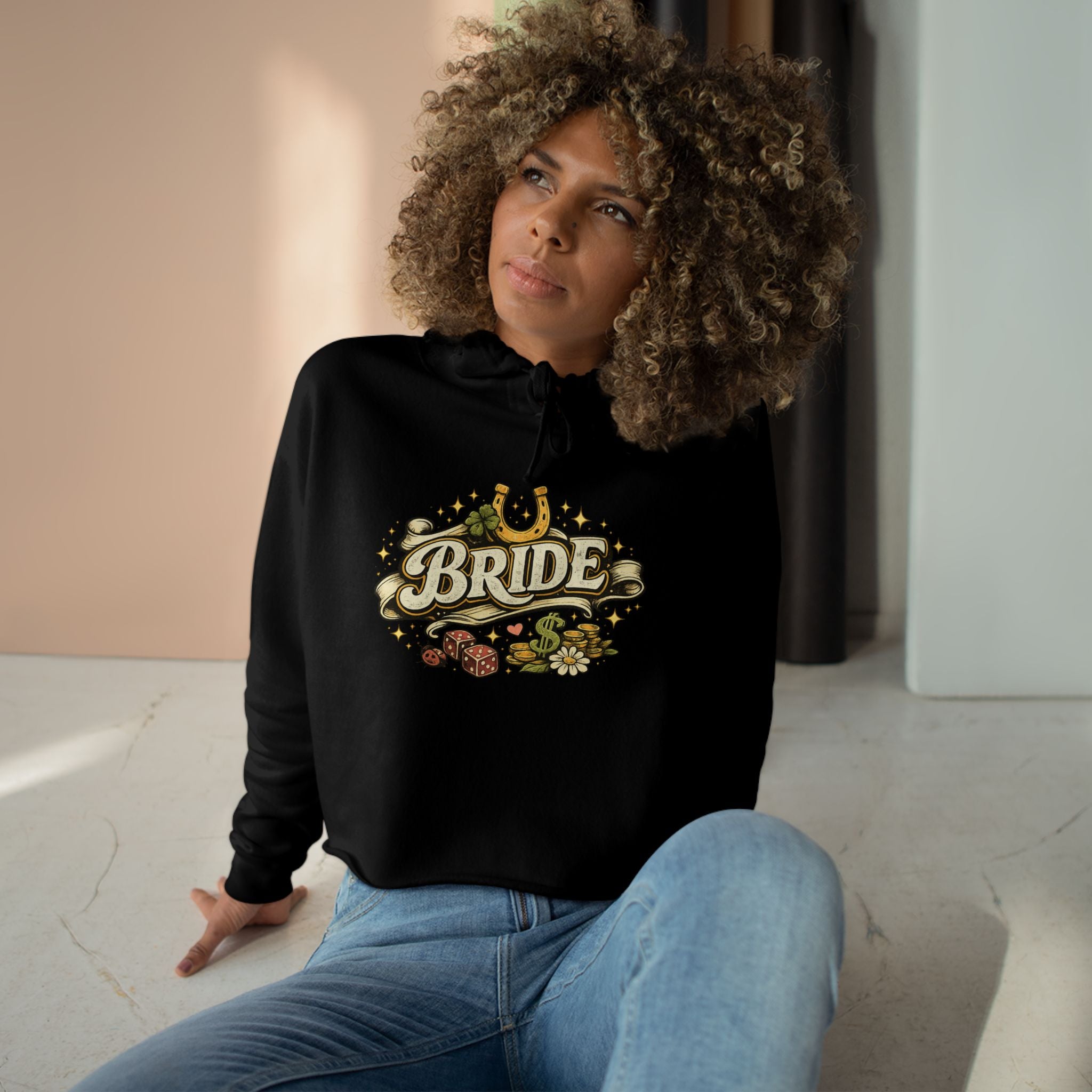 Bride Crop Hoodie — Western Horseshoe Bachelorette Sweatshirt