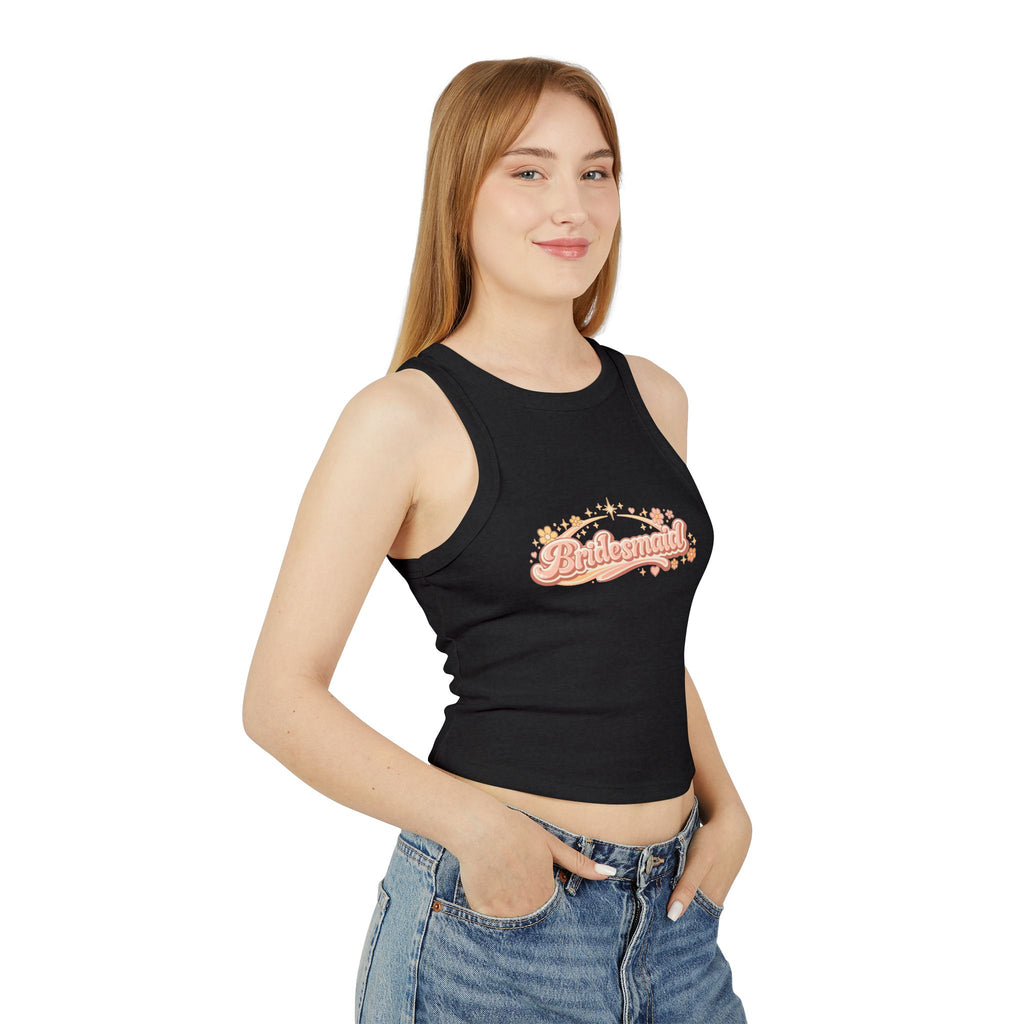 Bridesmaid Floral Script Racer Tank