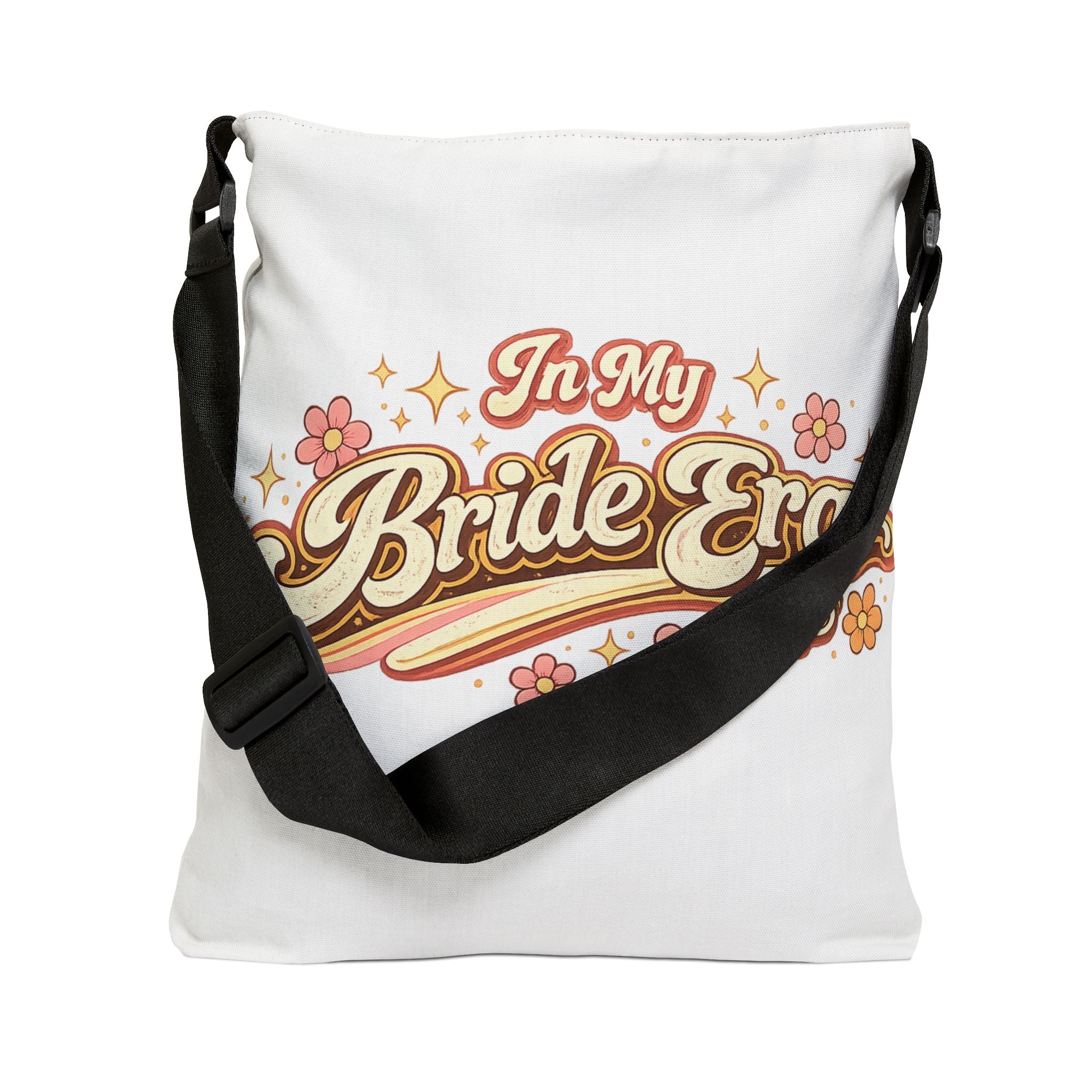 Tote Bag - "In My Bride Era" Retro Floral Bridal Tote (Adjustable Strap)