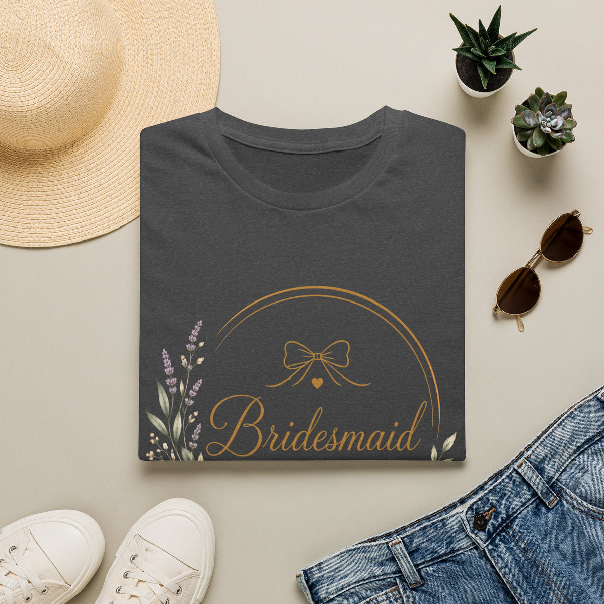 Bridesmaid Floral Gold T-Shirt