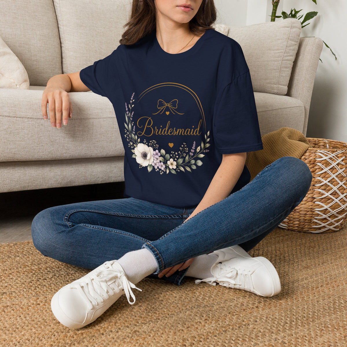 Bridesmaid Floral Gold T-Shirt