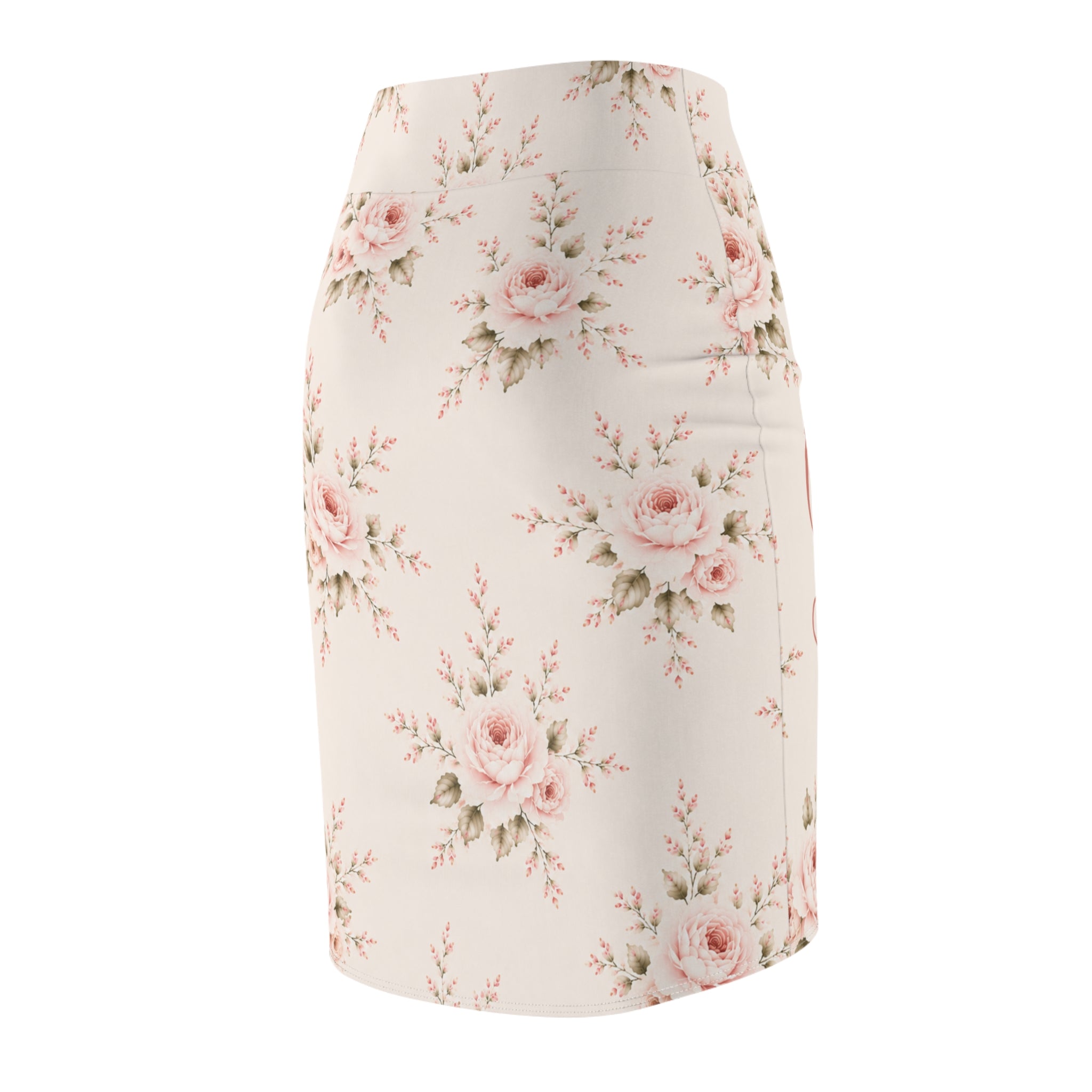 Bride Floral Pencil Skirt — Romantic Rose Bridal Skirt for Bachelorette & Wedding Events