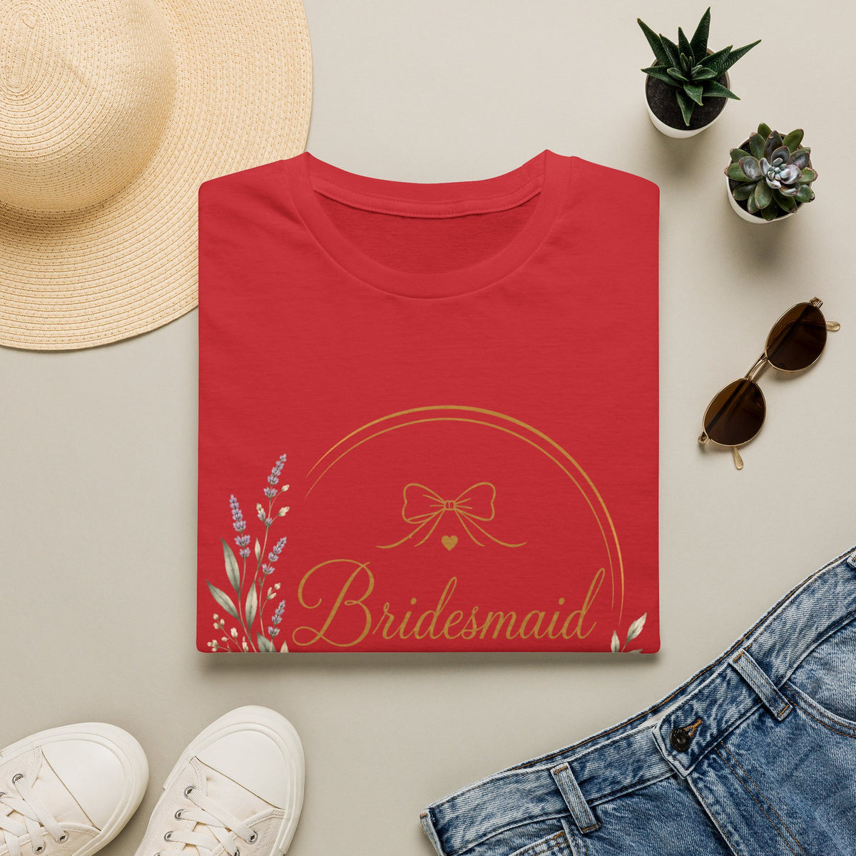 Bridesmaid Floral Gold T-Shirt
