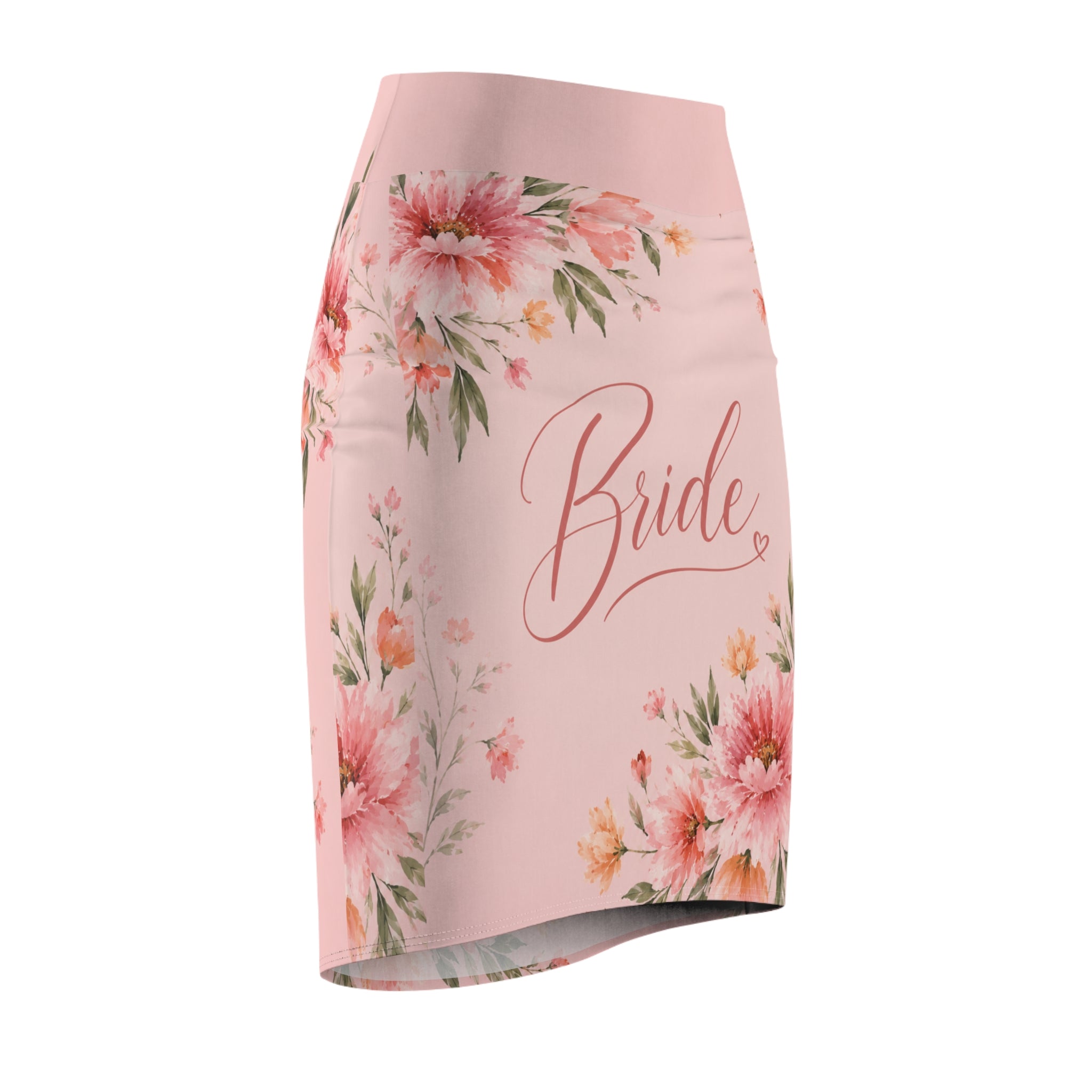 Bride Floral Pencil Skirt — Pink Bridal Party Bachelorette Outfit
