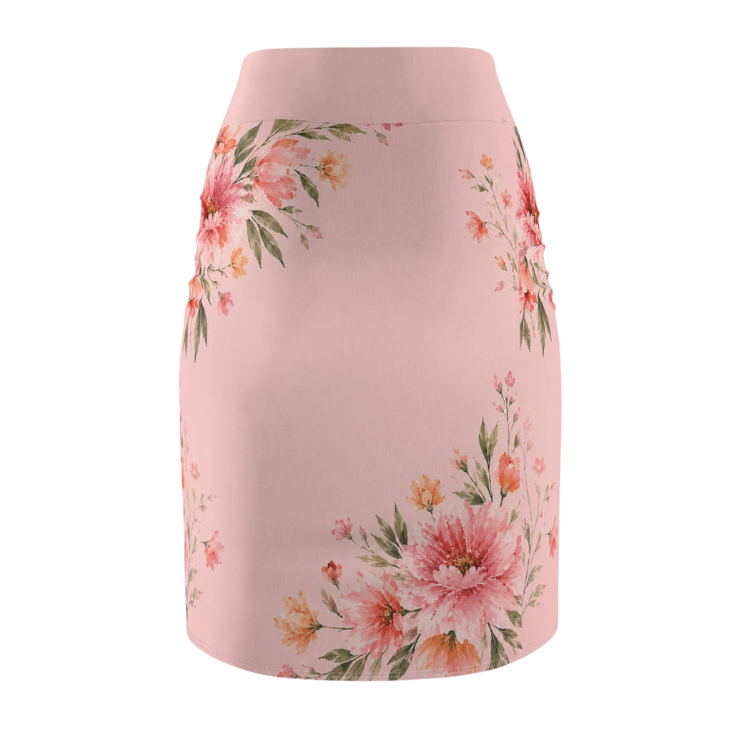 Bride Floral Pencil Skirt — Pink Bridal Party Bachelorette Outfit