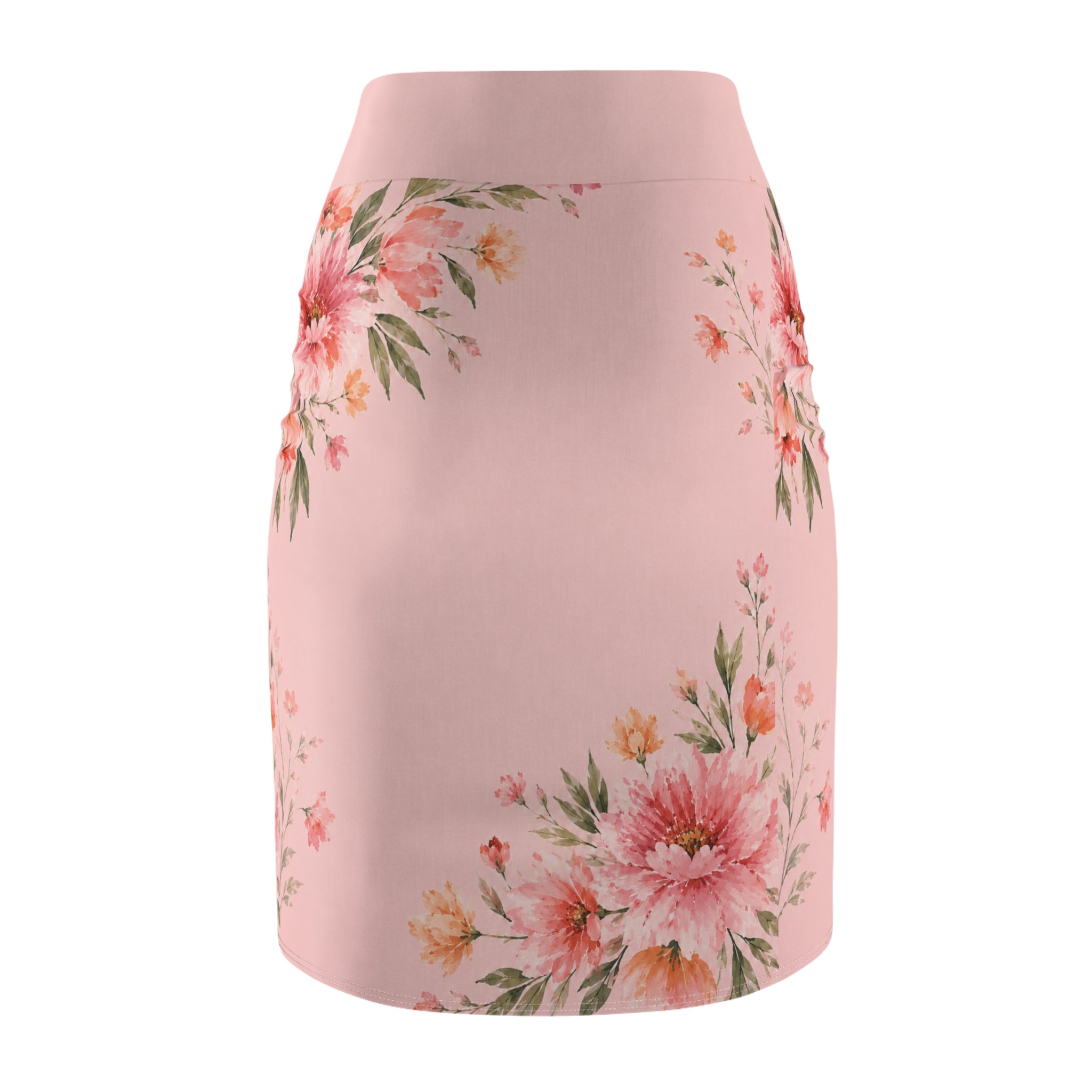 Bride Floral Pencil Skirt — Pink Bridal Party Bachelorette Outfit