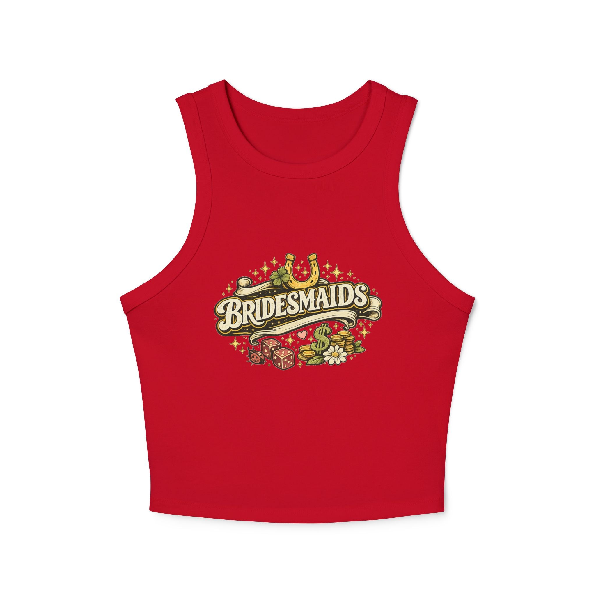 Bridesmaids Racer Tank Top — Rustic Horseshoe Floral Bachelorette Tee