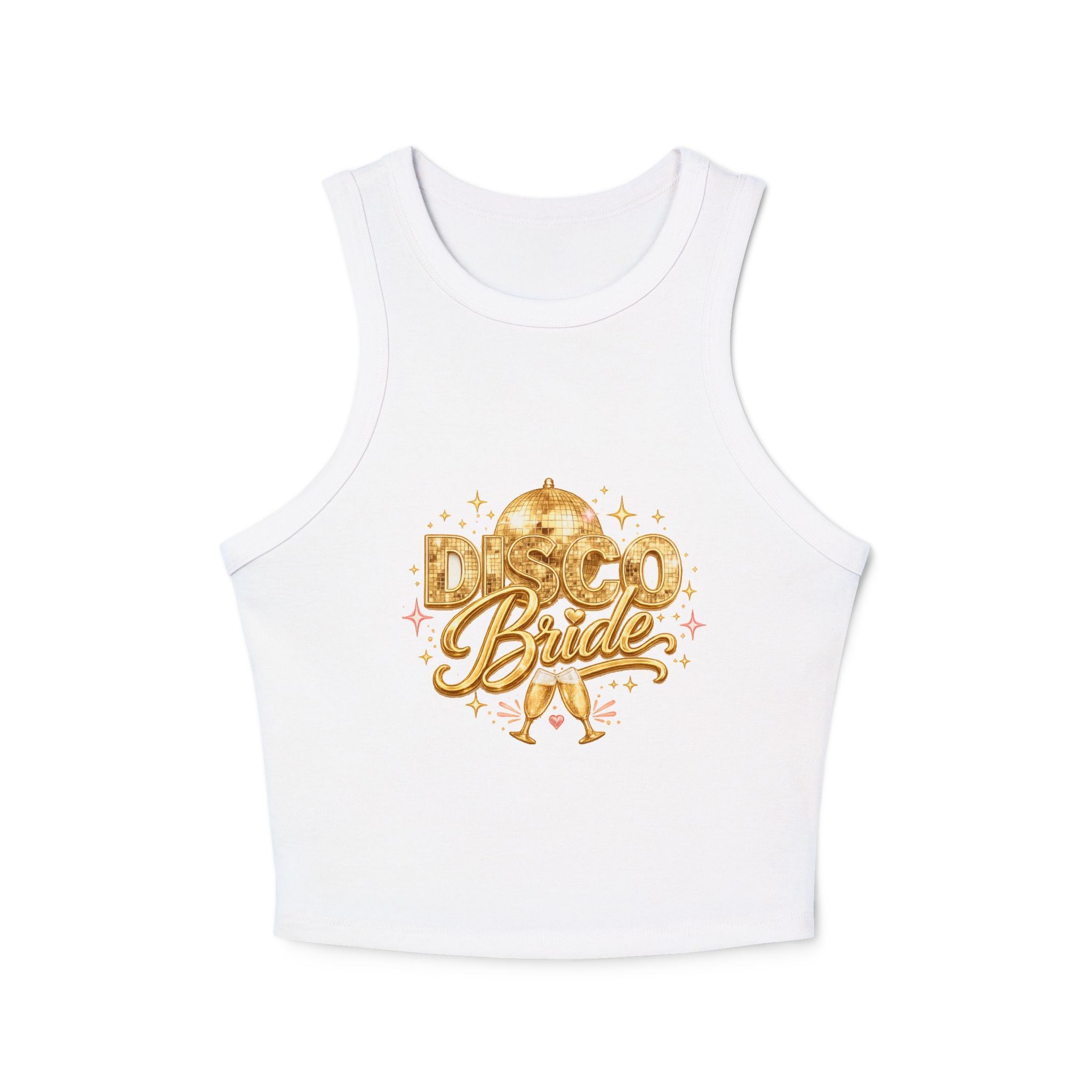 Disco Bride Racer Tank Top — Gold Foil Bachelorette Dance Party Crop