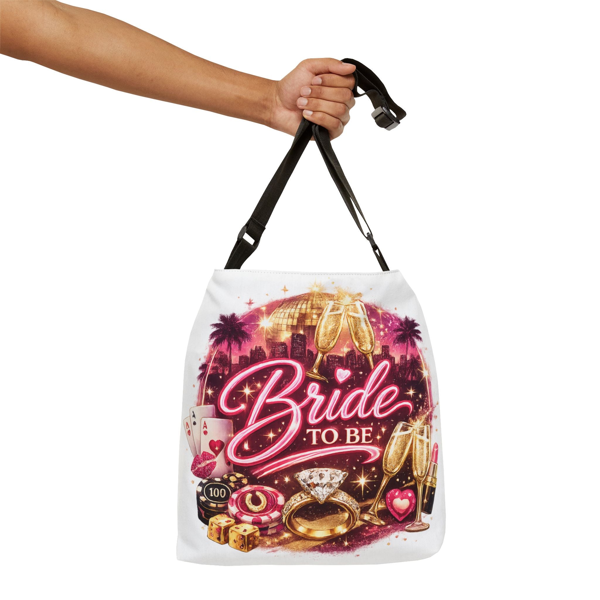 Bride to Be Tote Bag — Bachelorette Party Casino Glam Adjustable Tote