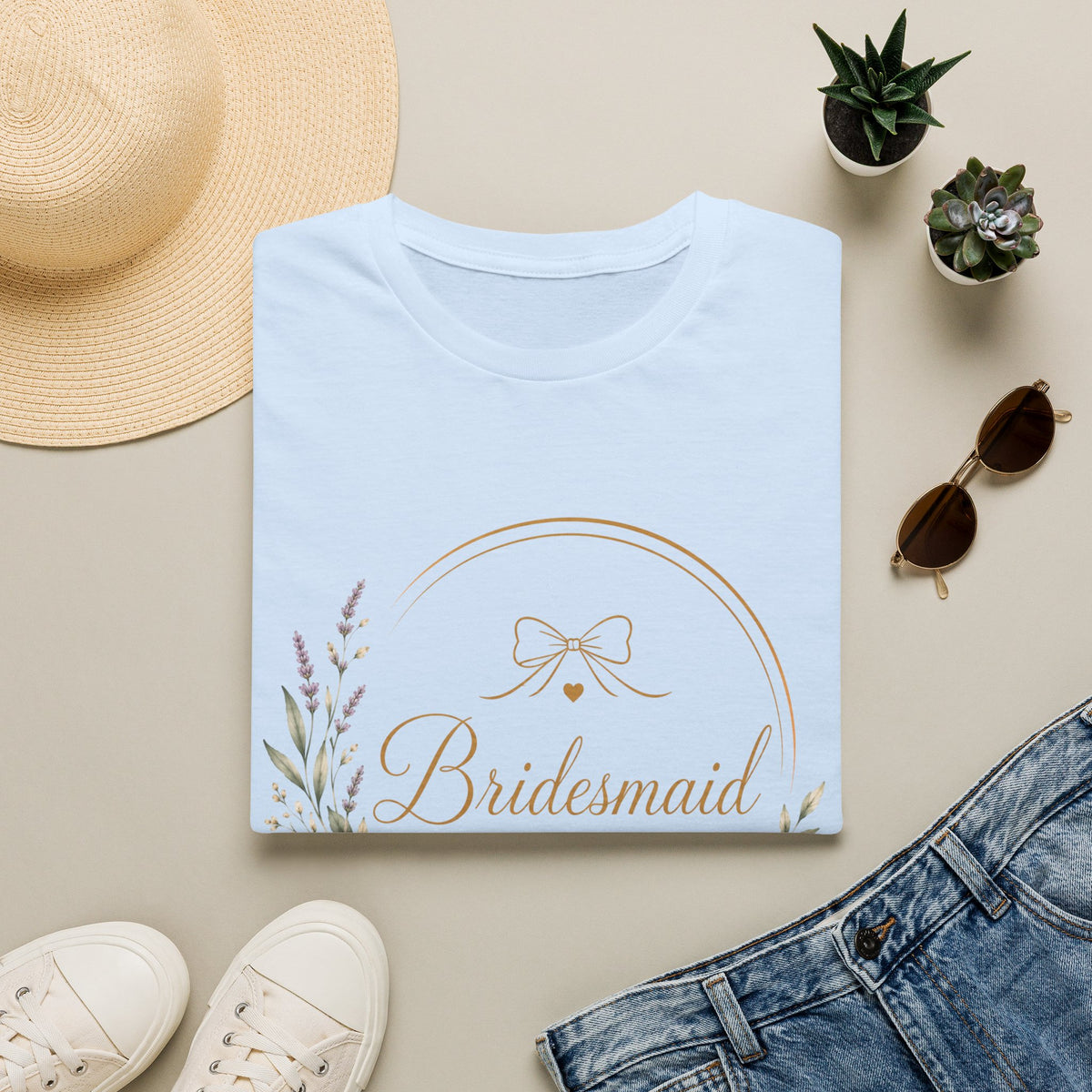 Bridesmaid Floral Gold T-Shirt
