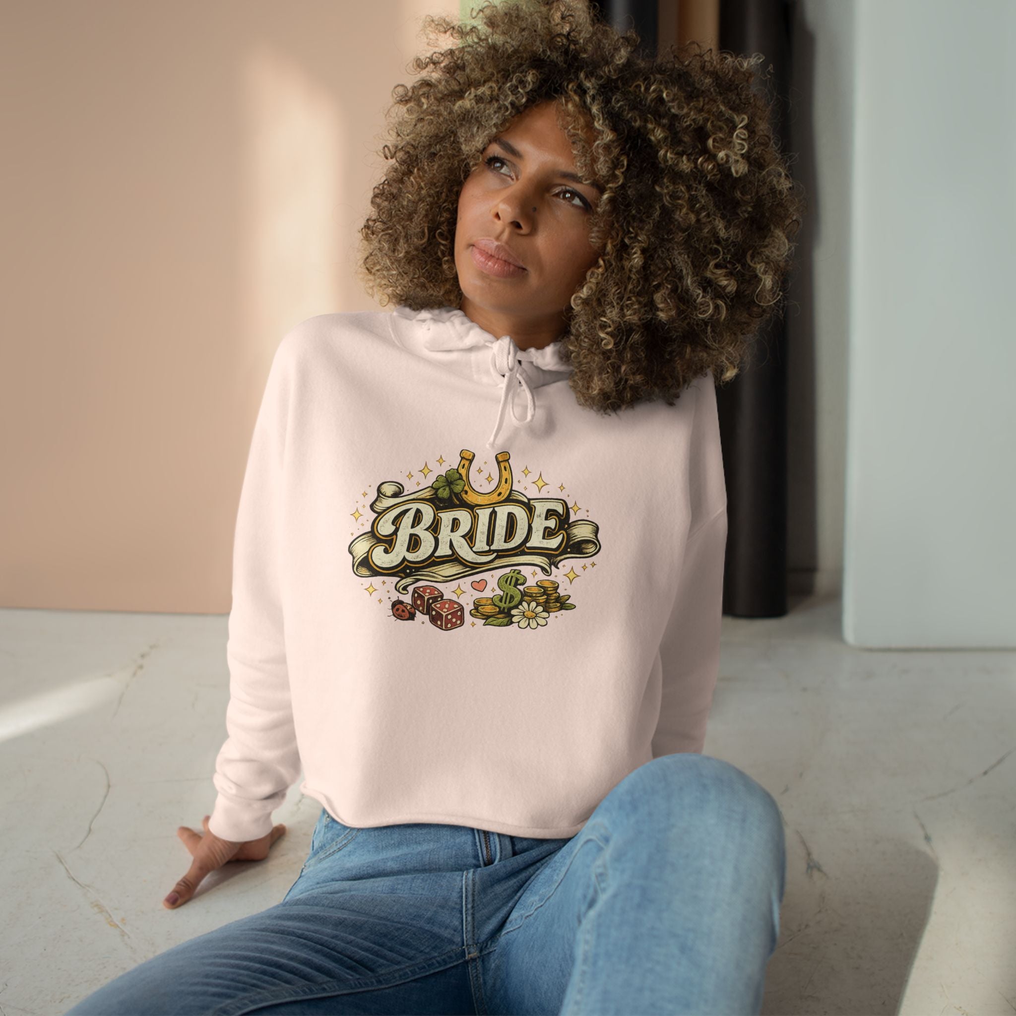Bride Crop Hoodie — Western Horseshoe Bachelorette Sweatshirt