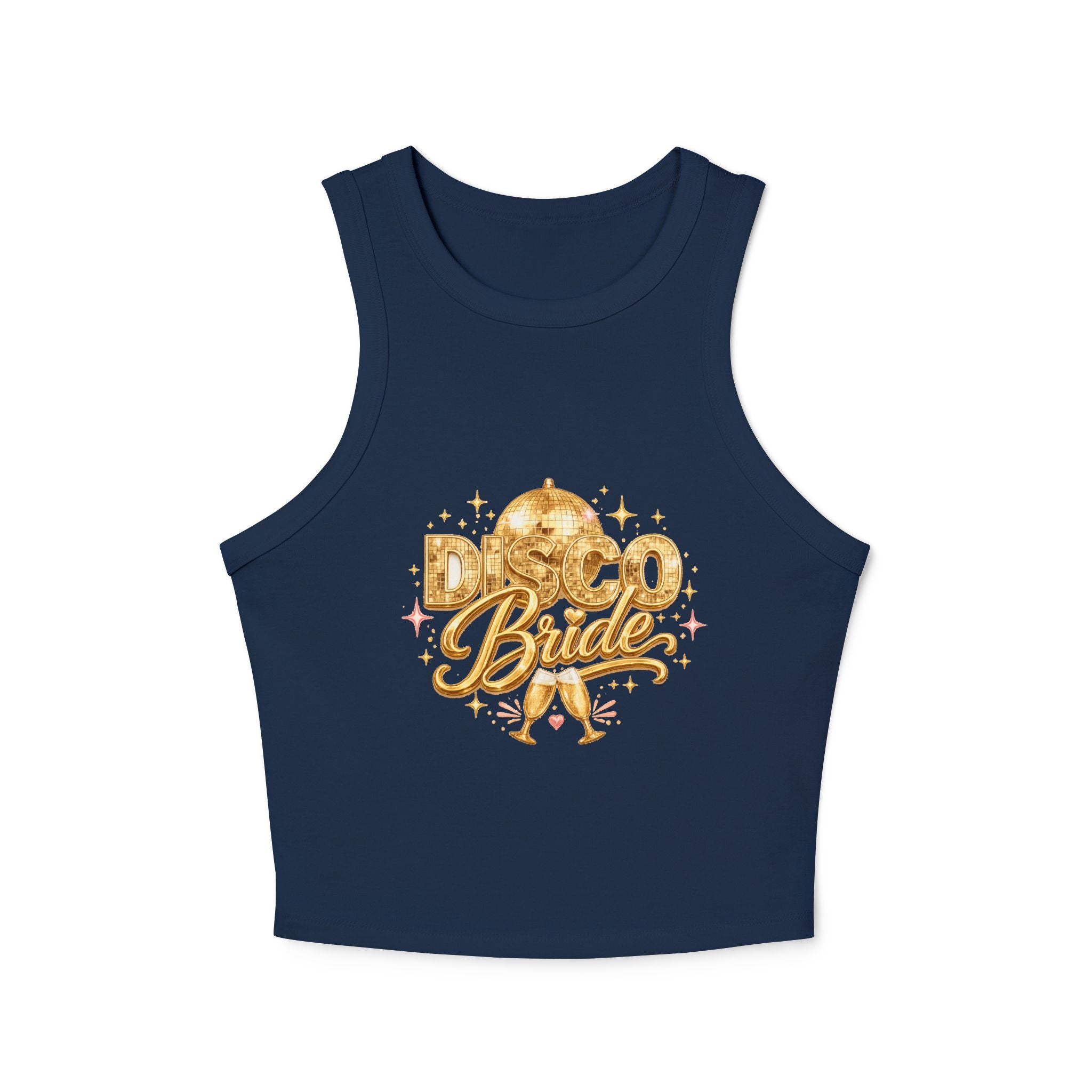Disco Bride Racer Tank Top — Gold Foil Bachelorette Dance Party Crop