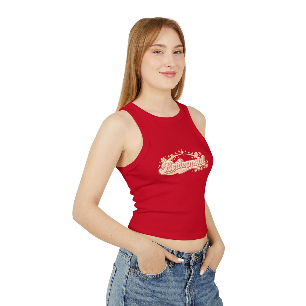 Bridesmaid Floral Script Racer Tank