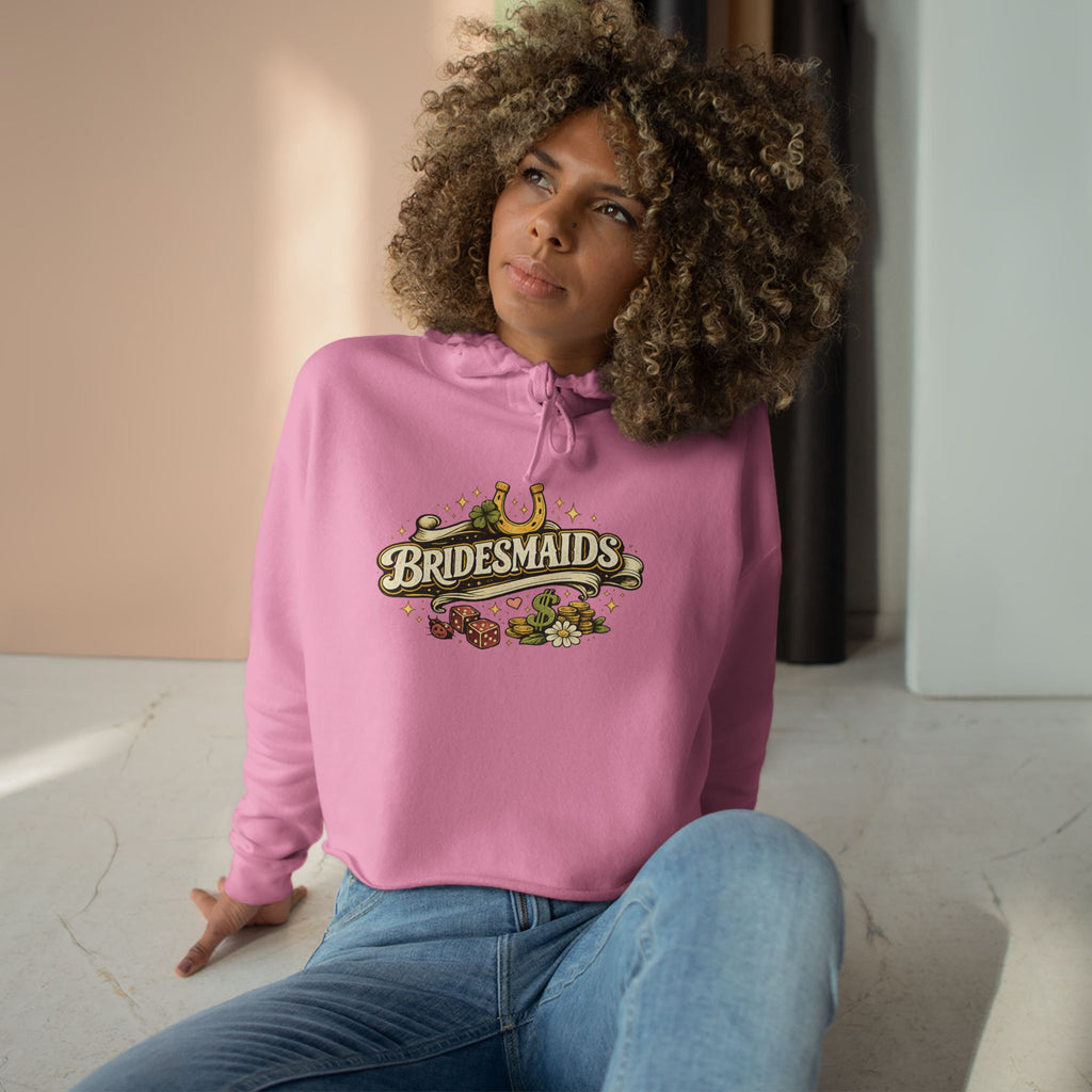 Bridesmaids Cropped Hoodie — Vintage Floral Bachelorette Sweatshirt
