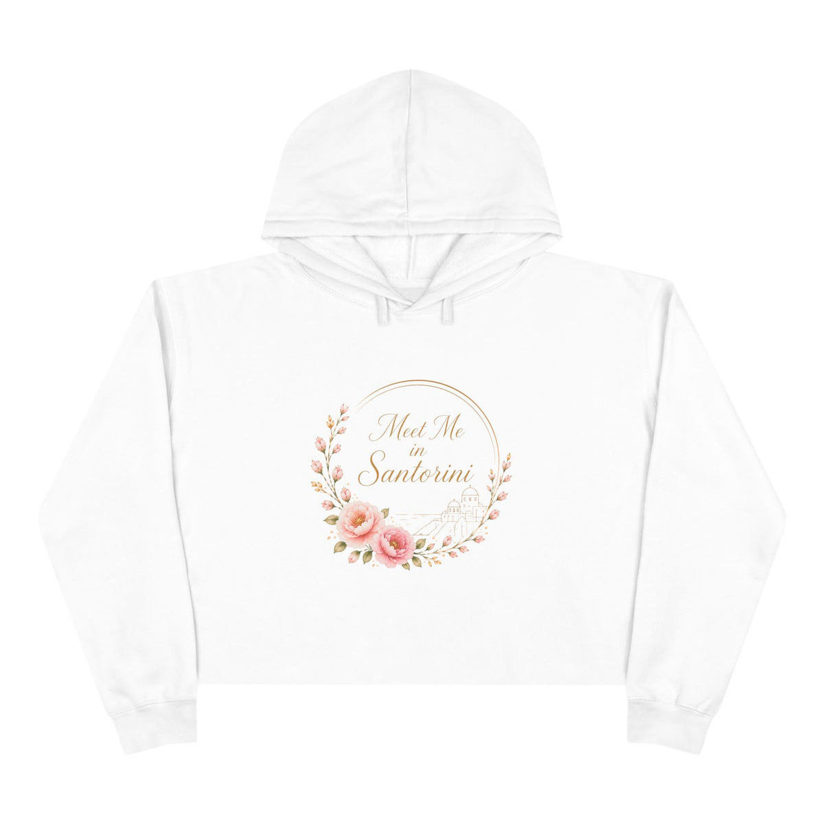 Copy of Meet Me on Santerin Crop Hoodie — Floral Wreath Women's Cropped Hoodie