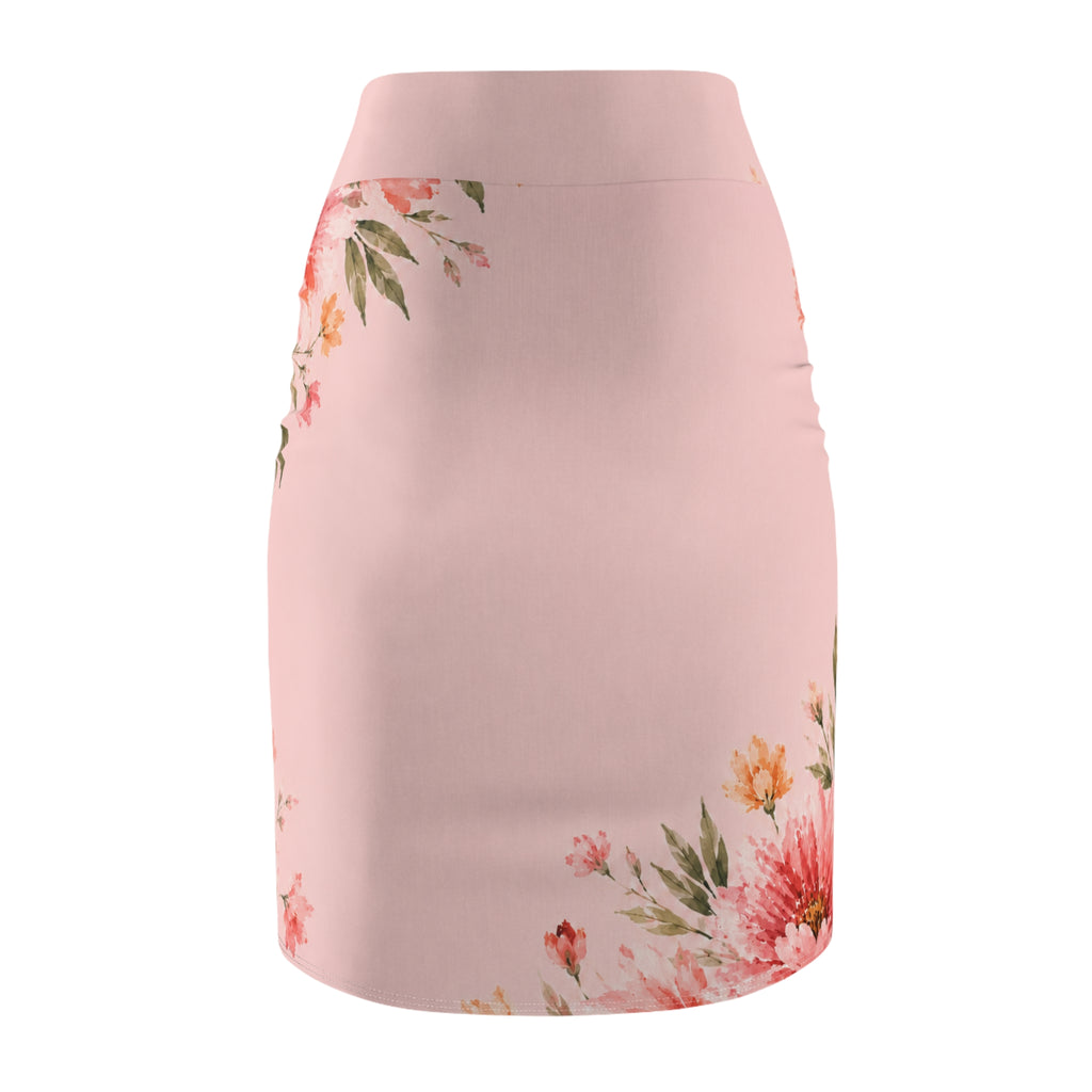 Bridesmaid Floral Pencil Skirt — Pink Floral 'Bridesmaid' Wedding Skirt