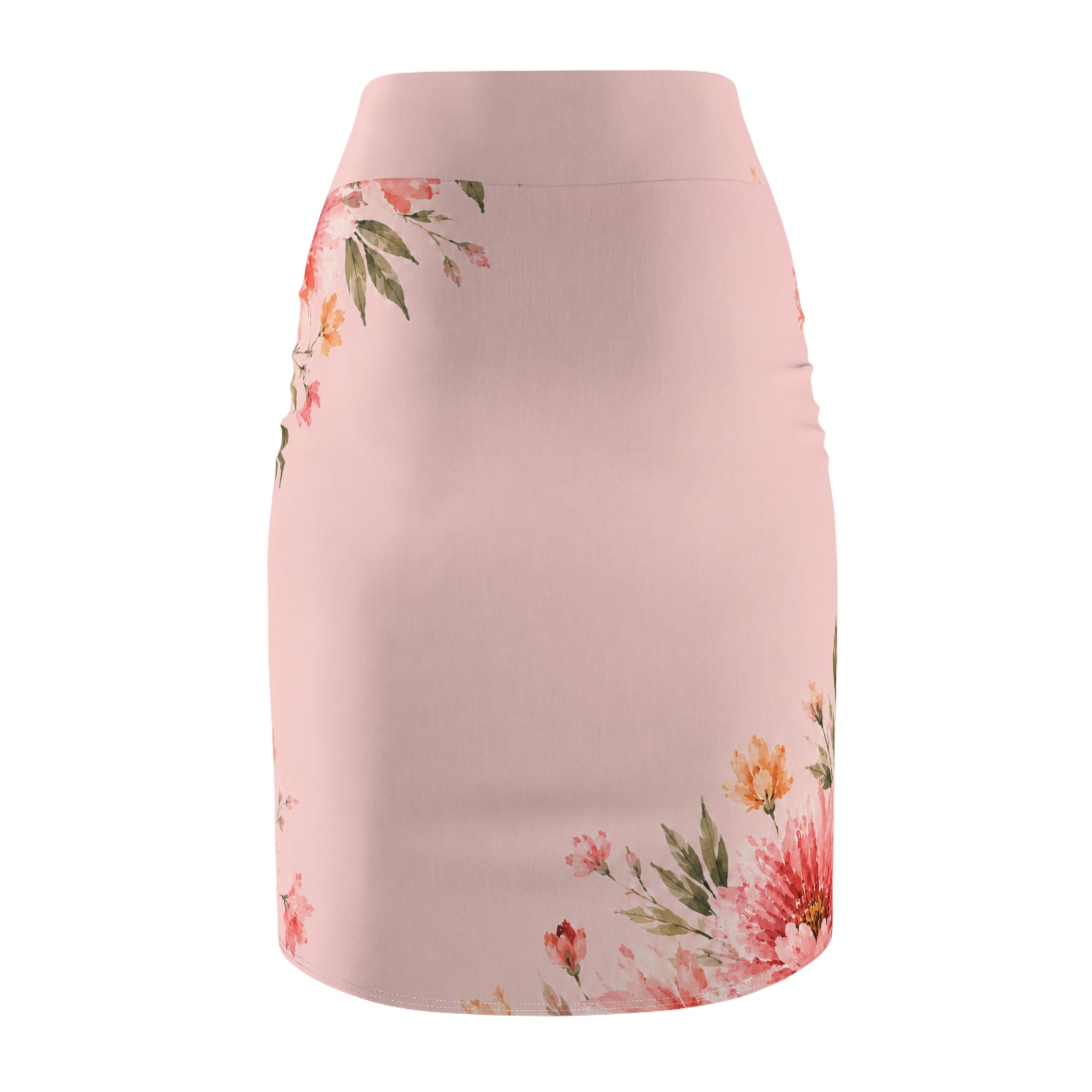 Bridesmaid Floral Pencil Skirt — Pink Floral 'Bridesmaid' Wedding Skirt