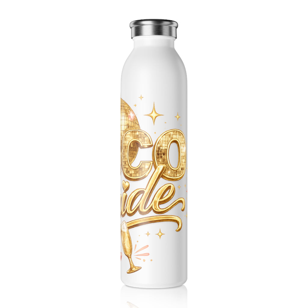 Slim Water Bottle — Disco Bride Gold Bachelorette Party Bottle