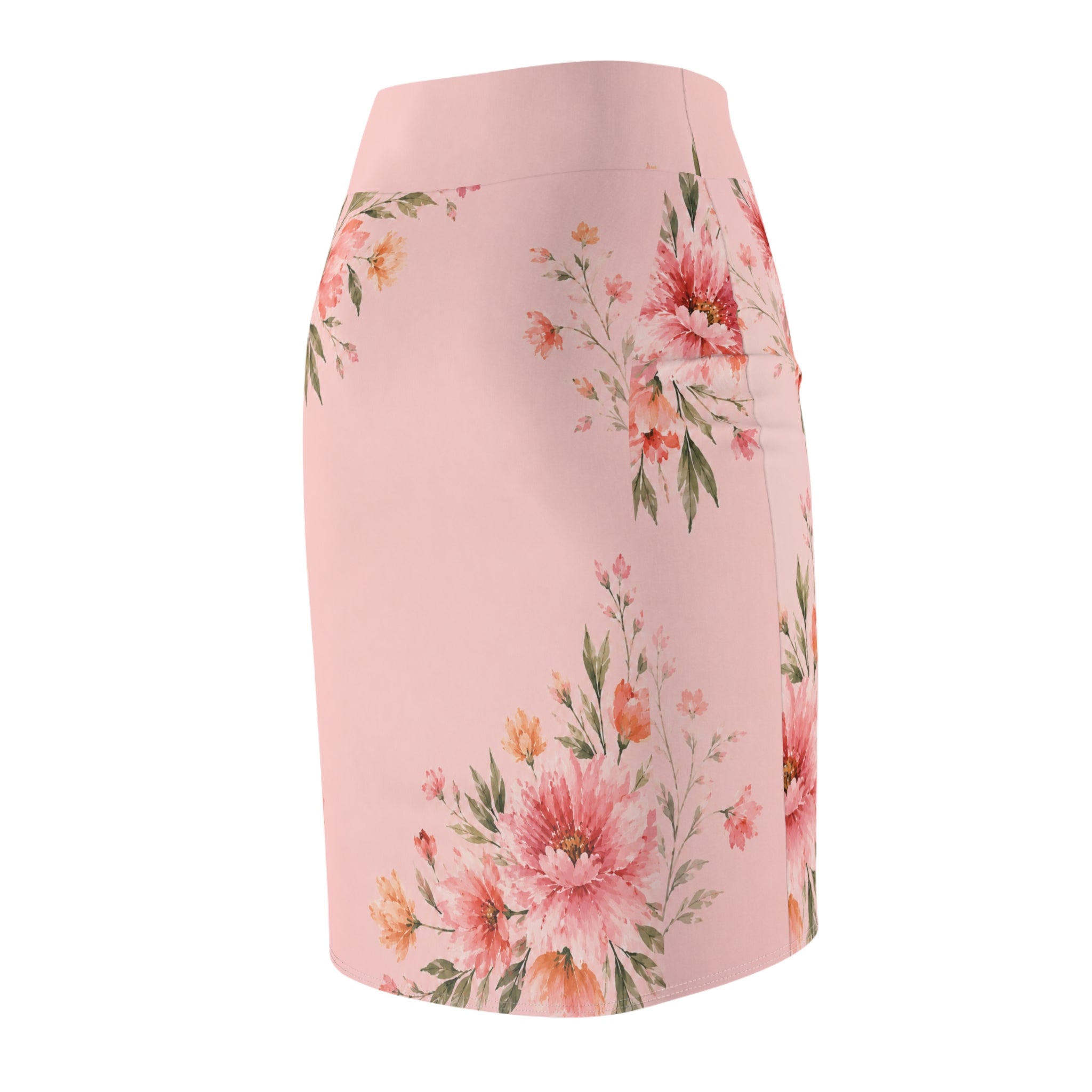 Bride Floral Pencil Skirt — Pink Bridal Party Bachelorette Outfit