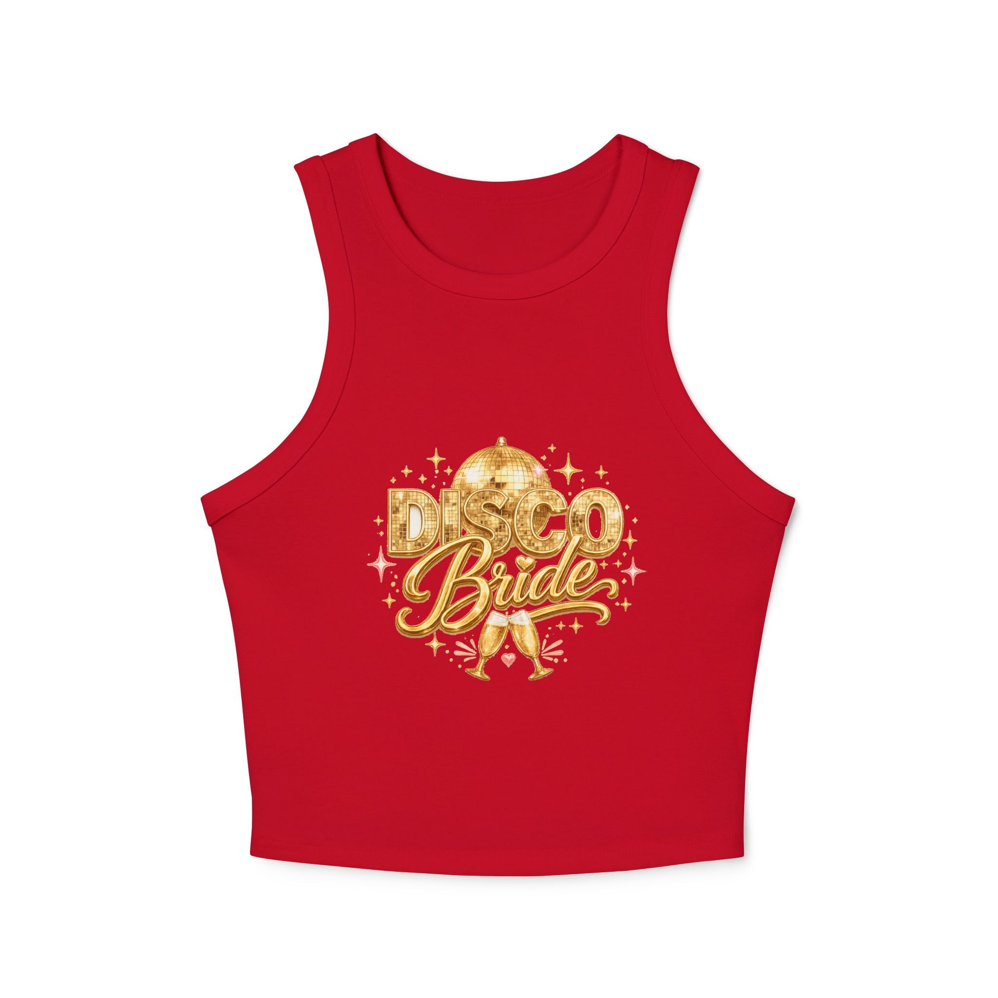 Disco Bride Racer Tank Top — Gold Foil Bachelorette Dance Party Crop