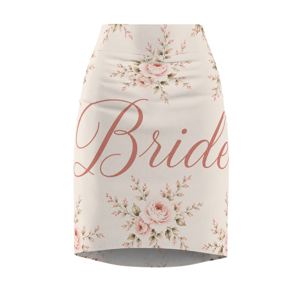 Bride Floral Pencil Skirt — Romantic Rose Bridal Skirt for Bachelorette & Wedding Events
