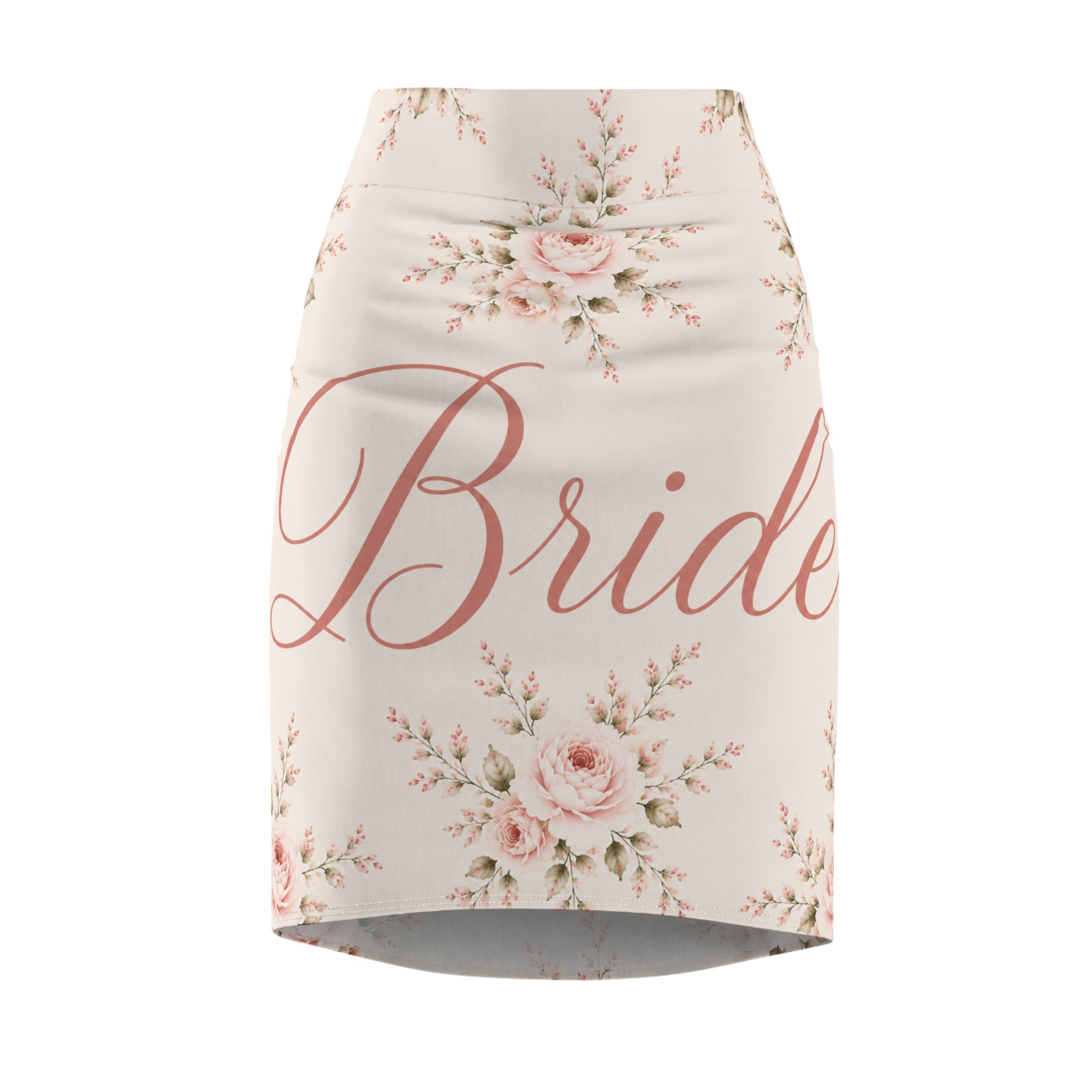 Bride Floral Pencil Skirt — Romantic Rose Bridal Skirt for Bachelorette & Wedding Events