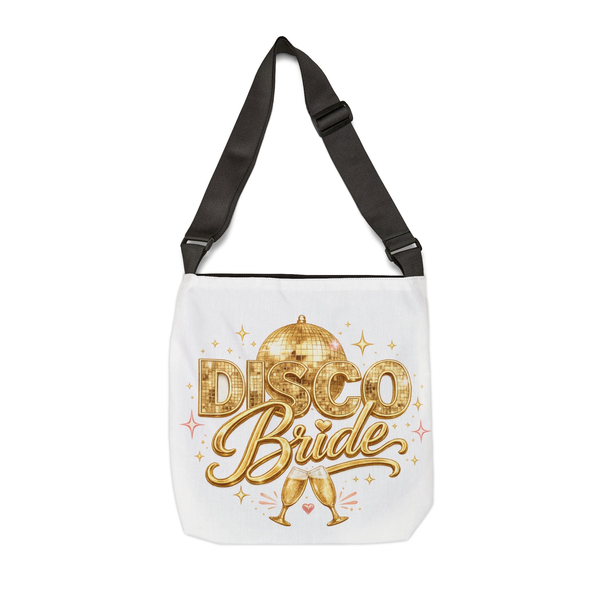 Disco Bride Tote Bag – Gold Disco Ball Bachelorette Party Adjustable Tote