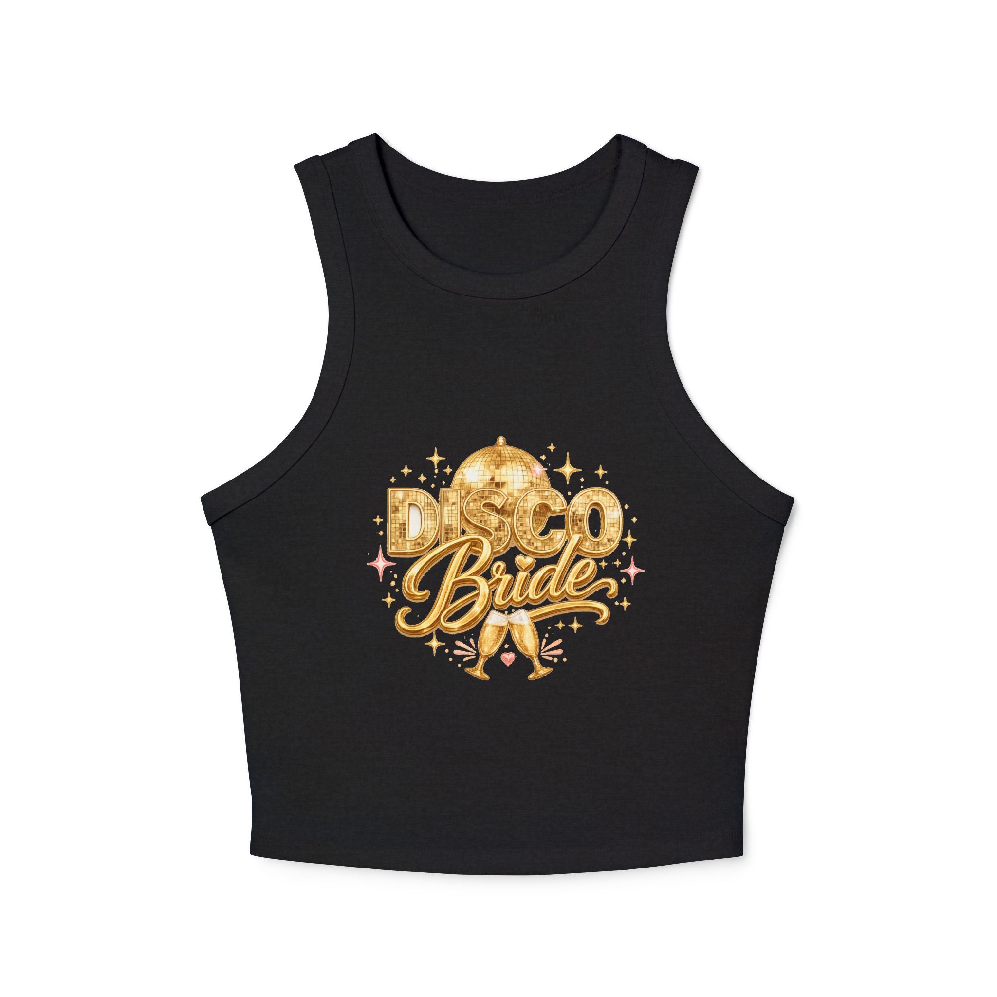 Disco Bride Racer Tank Top — Gold Foil Bachelorette Dance Party Crop