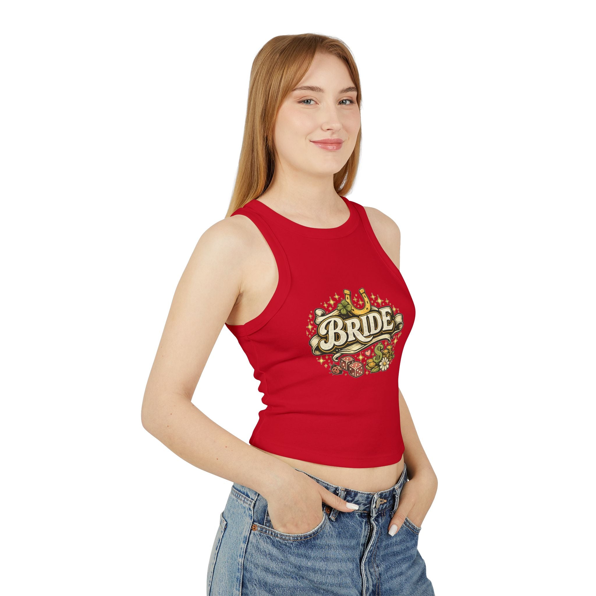 Bride Floral Horseshoe Racer Tank