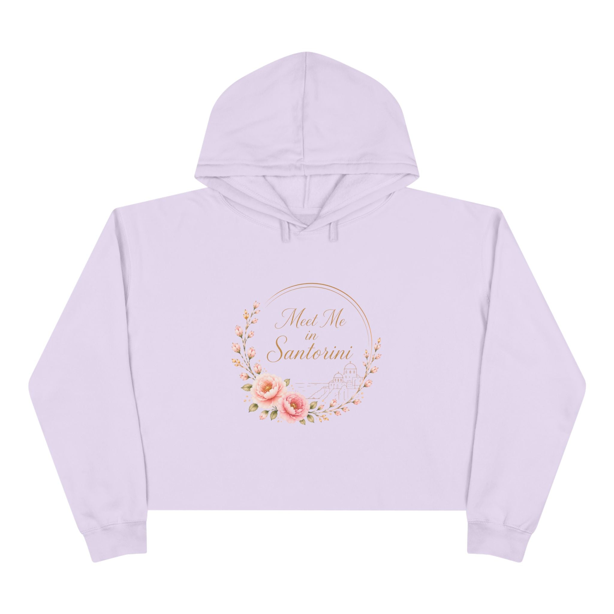 Meet Me on Santerin Crop Hoodie — Floral Wreath Women's Cropped Hoodie