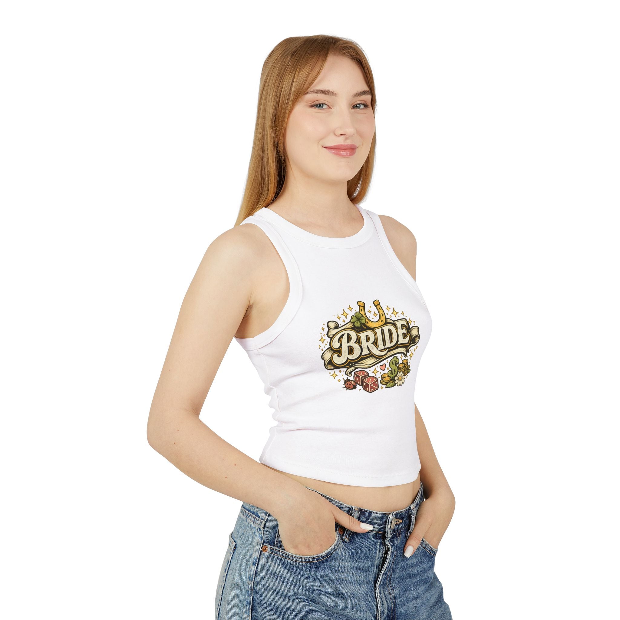 Bride Floral Horseshoe Racer Tank