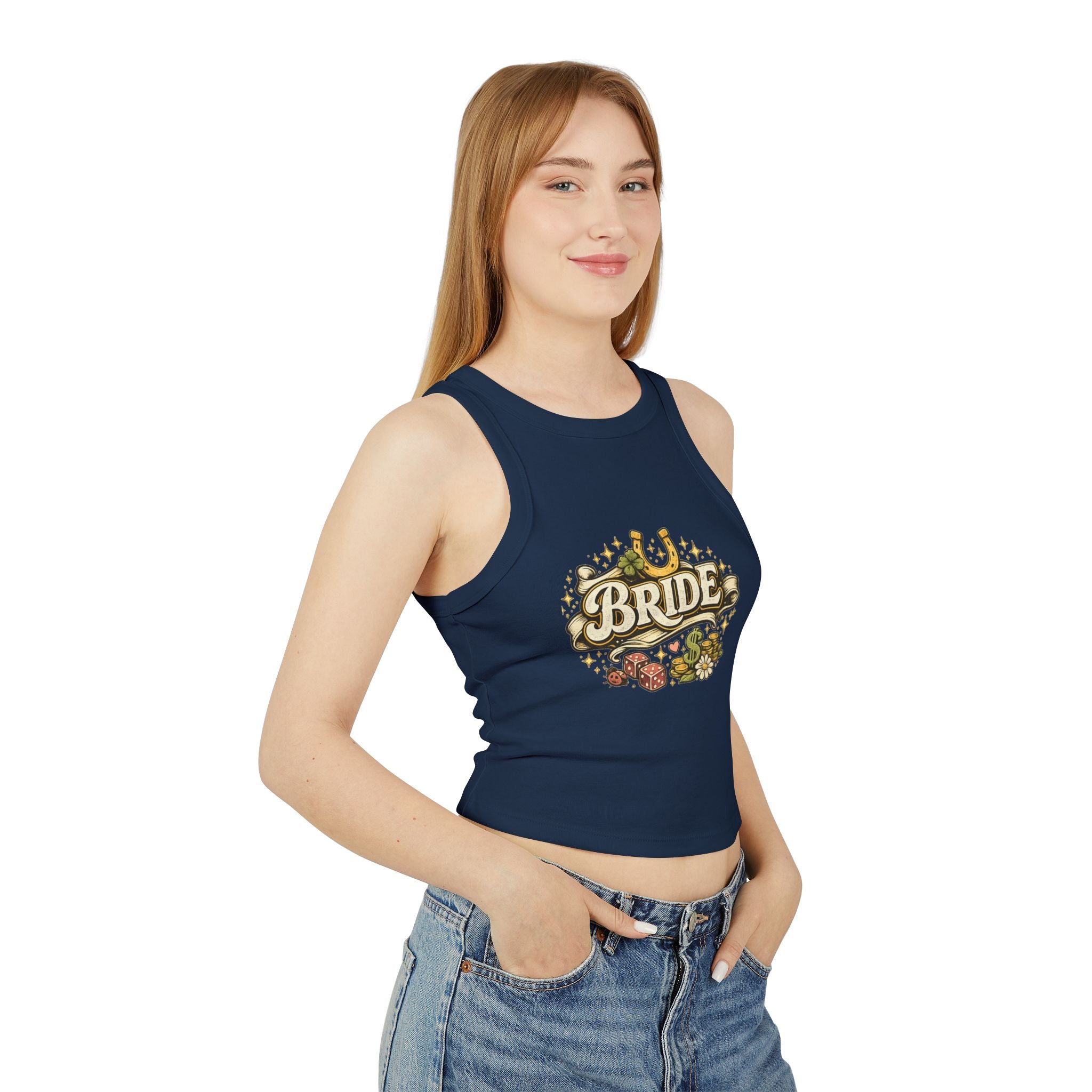 Bride Floral Horseshoe Racer Tank