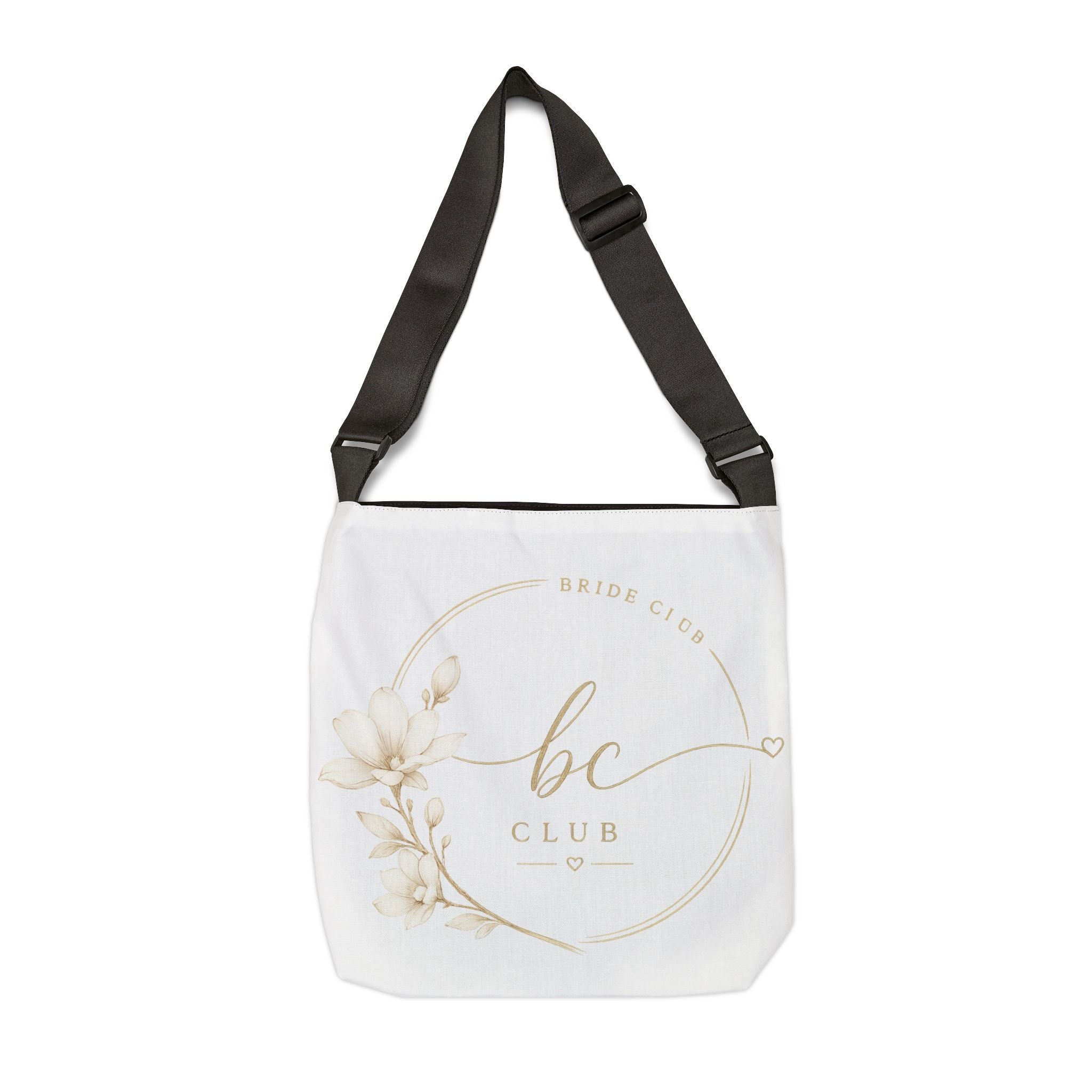 Bride Club Tote Bag — Adjustable Floral Bridal Party Canvas Purse