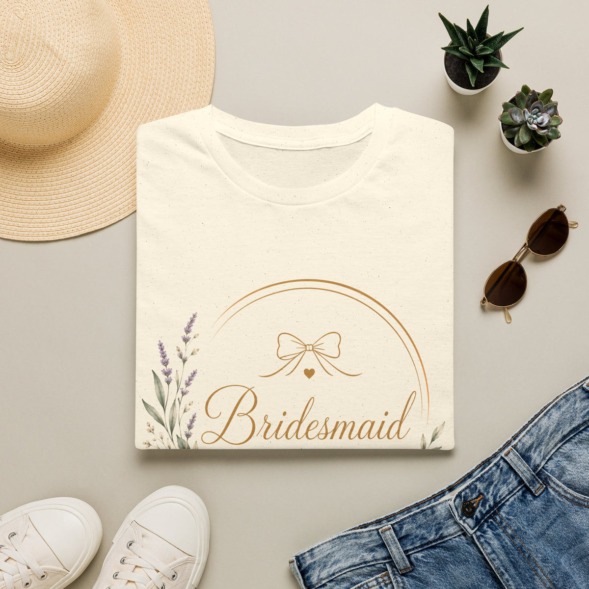 Bridesmaid Floral Gold T-Shirt